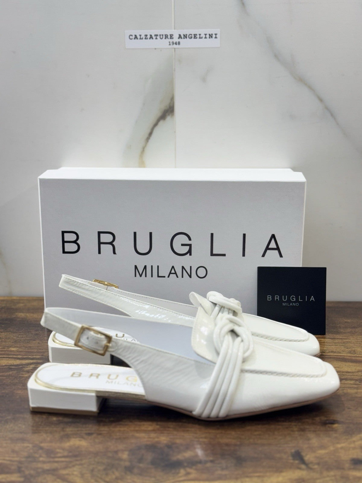 Bruglia Milano Slingback Bianco   Pelle  Top Quality Scarpe Donna 40