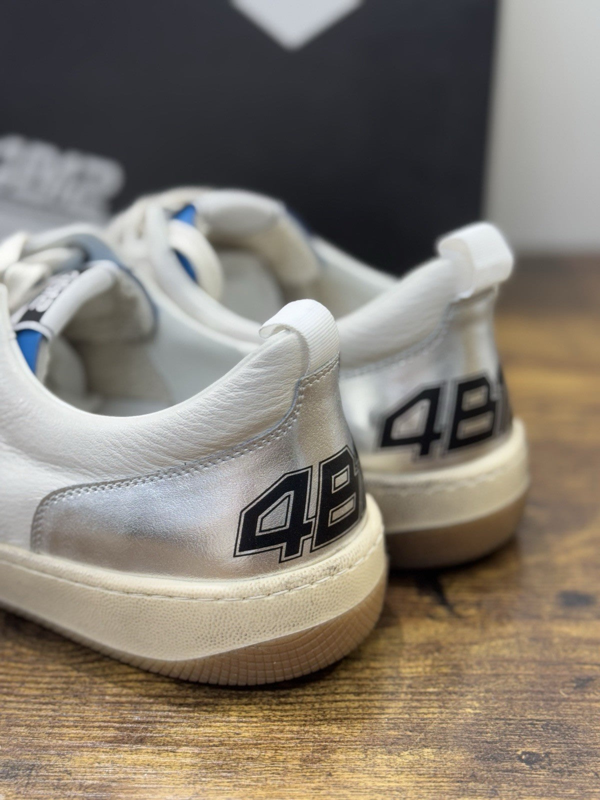 4B12 Sneaker Lakers Pelle Bianca Causal Uomo 45