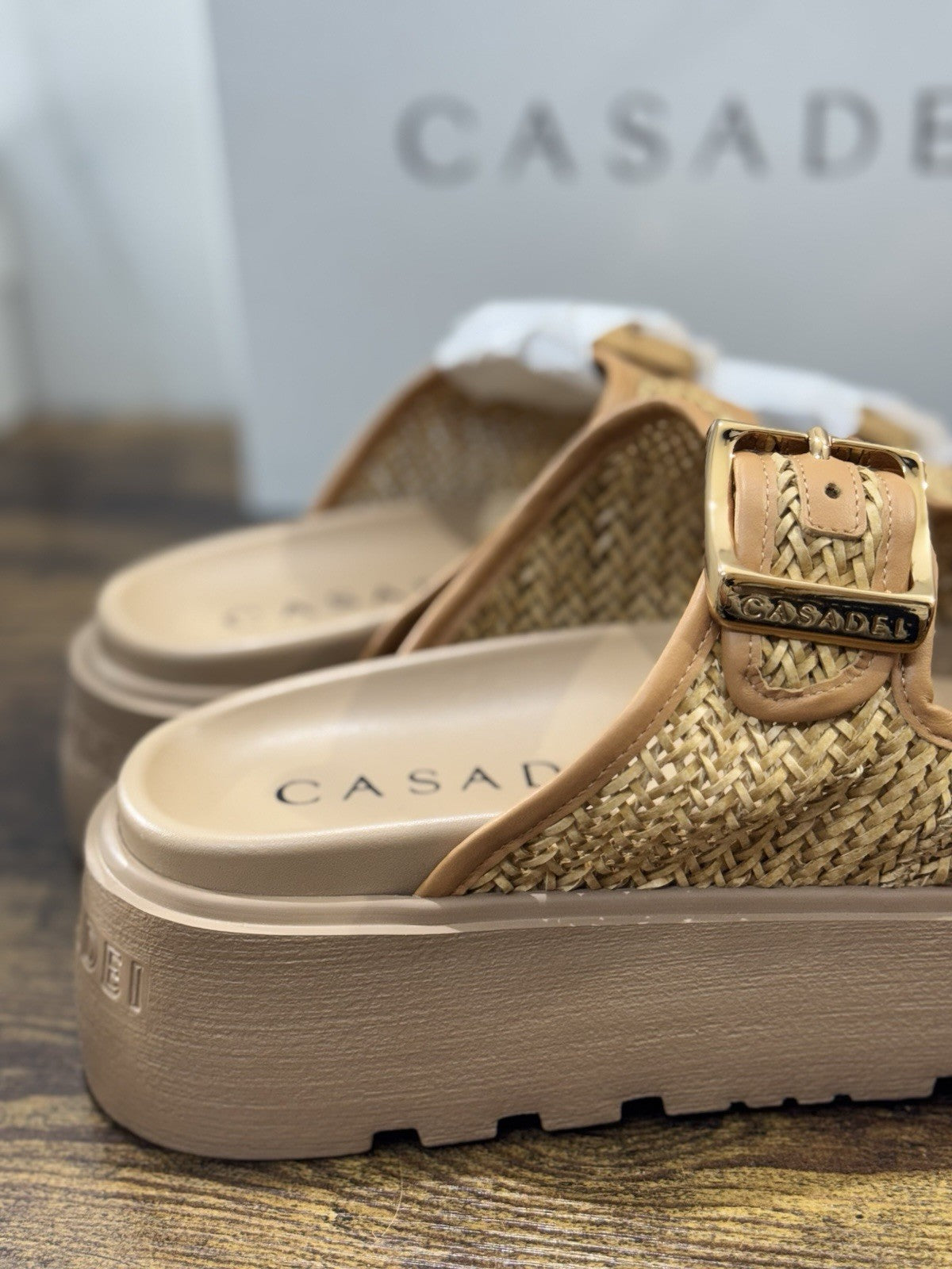 Casadei Sandalo Pelle Intreccio Cuoio Zeppa     Luxury Casadei Scarpe Donna 40