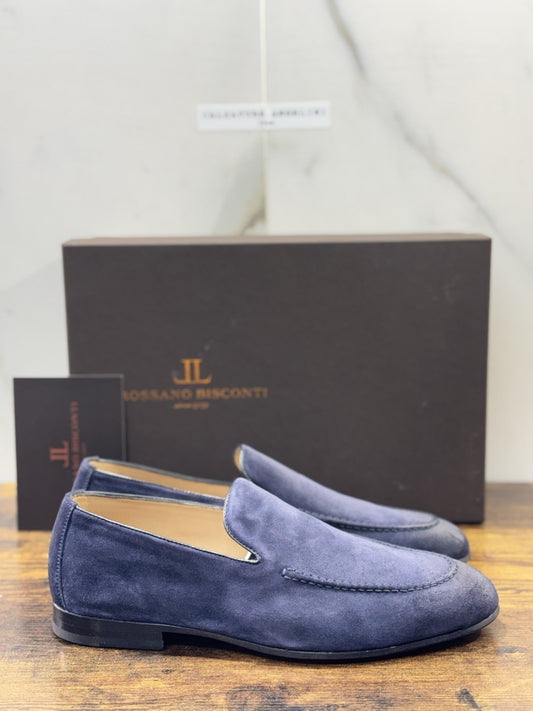 Rossano Bisconti Mocasisno  Uomo  Suede Blu    Fully Made In Italy 41