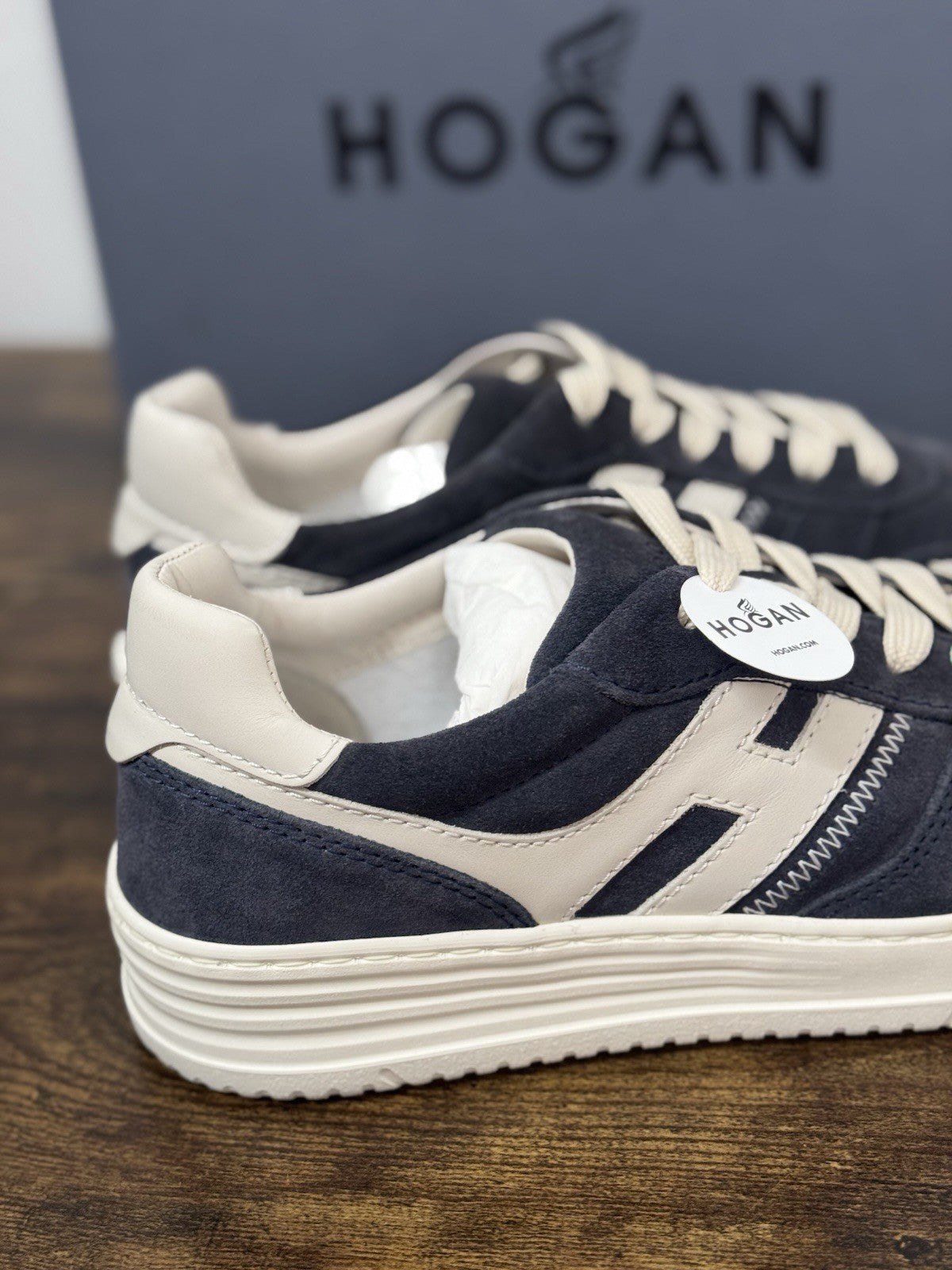 Hogan H630 Sneaker Pelle Suede Blu  Memory Foam Scarpa Hogan Uomo 41.5