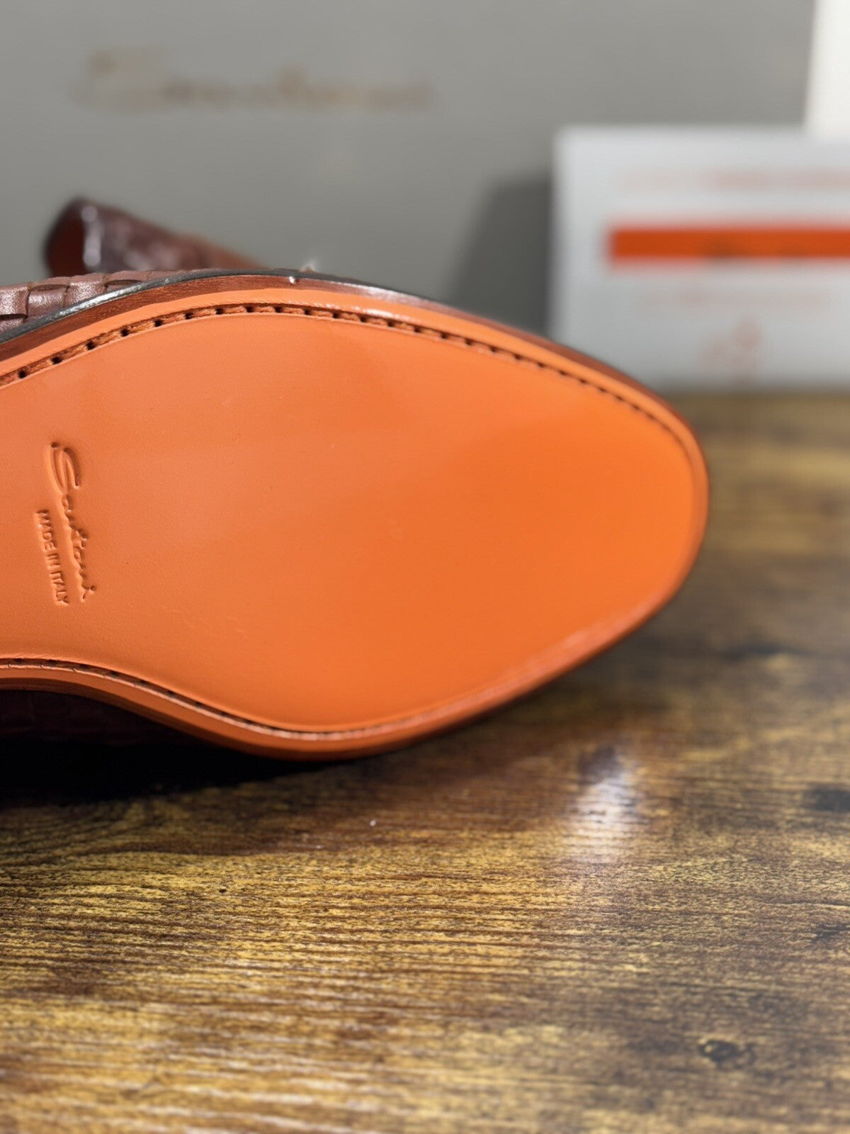 Santoni Scarpa Uomo Mocassino   Pelle  Cuoio Intreccio Luxury Men Santoni 7