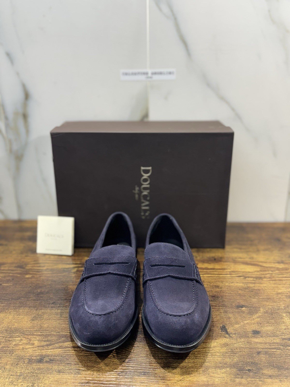 Doucal’s Mocassino Suede Blu  Fondo Gomma Luxury Doucal’s Uomo 42