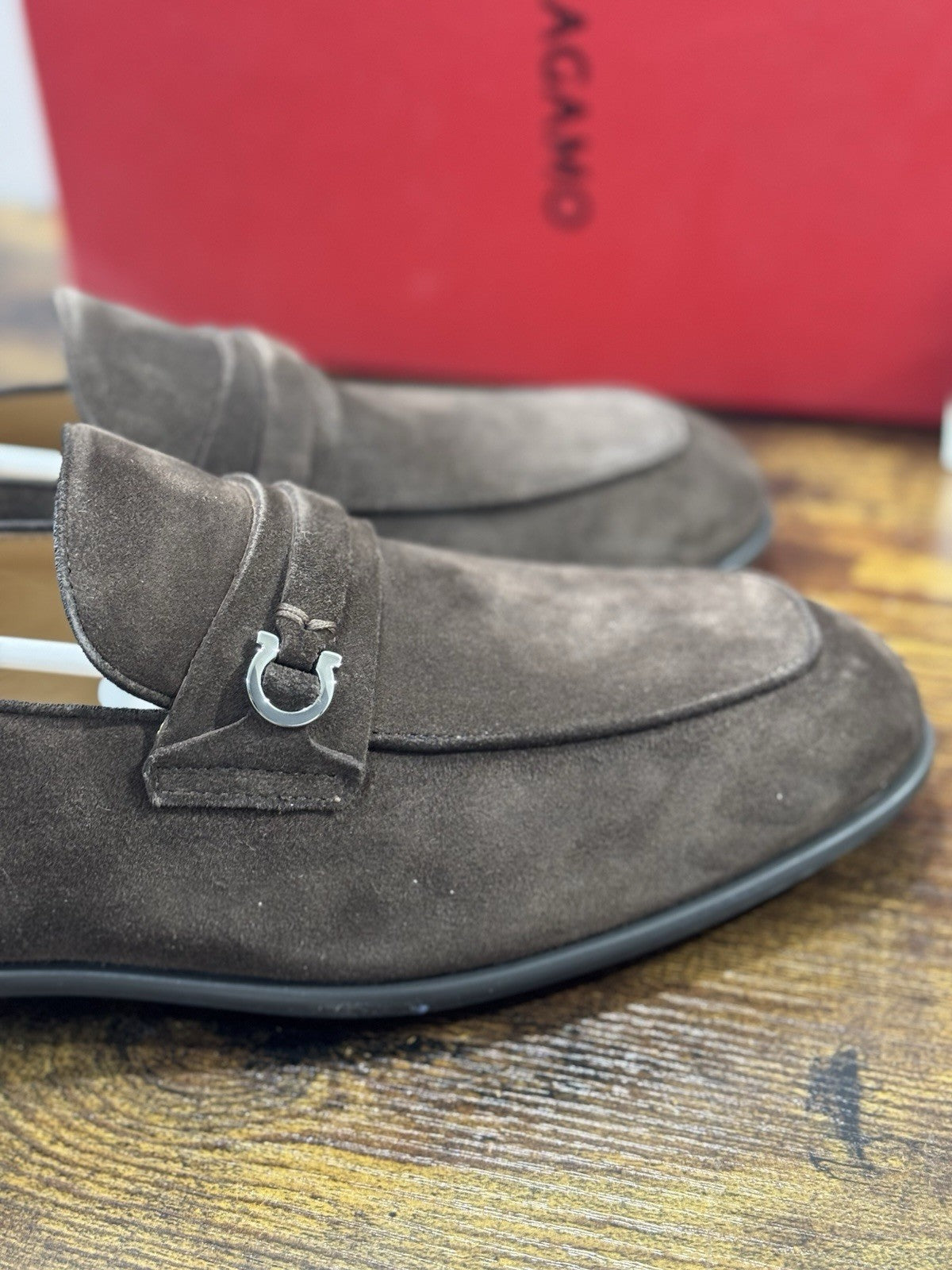 Salvatore Ferragamo Mocassino Desio Suede Marrone Luxury Ferragamo Uomo 41.5