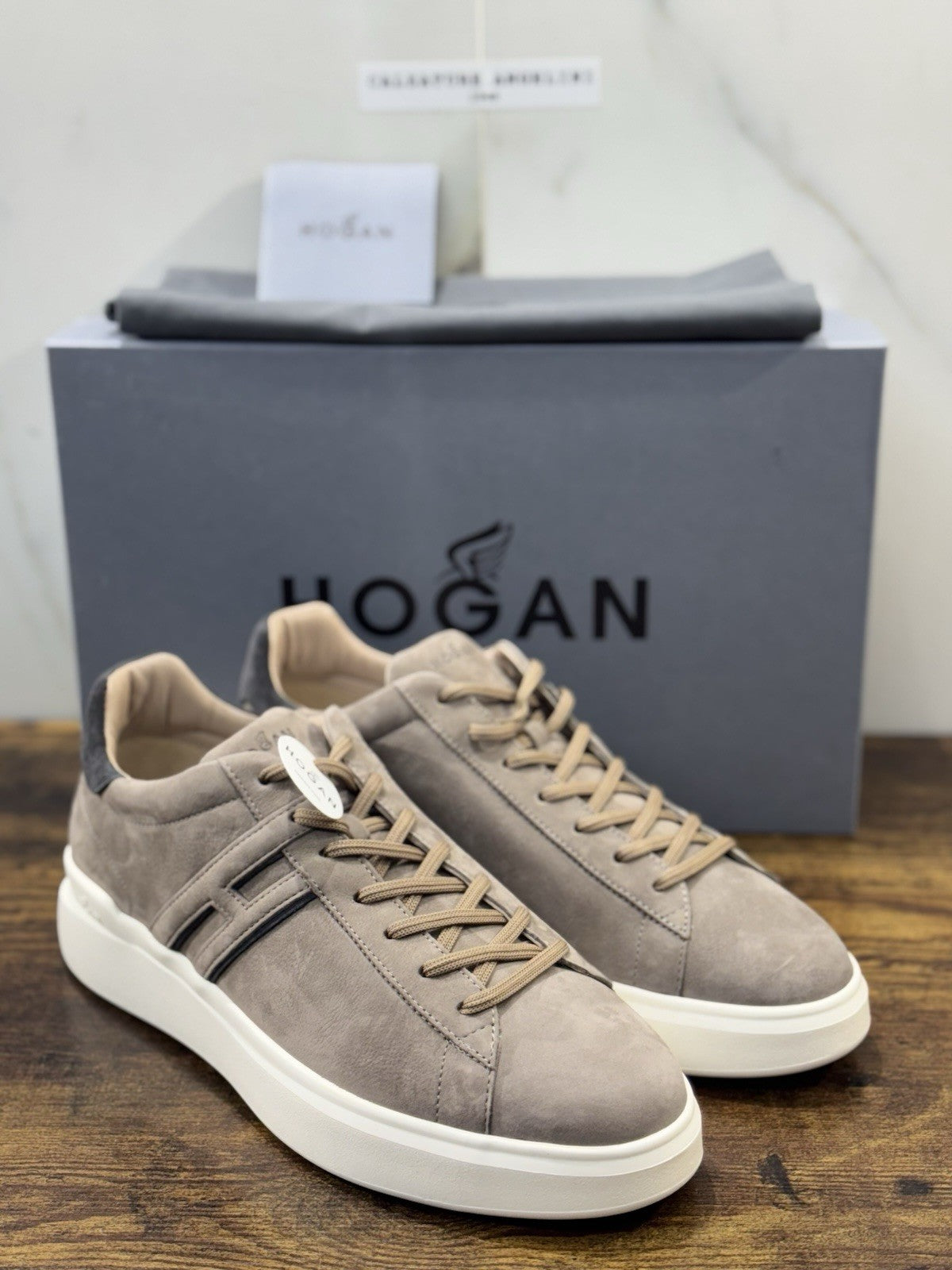 Hogan H 580 Sneaker Peppe Nabuck Taupe Casual Hogan Uomo 43