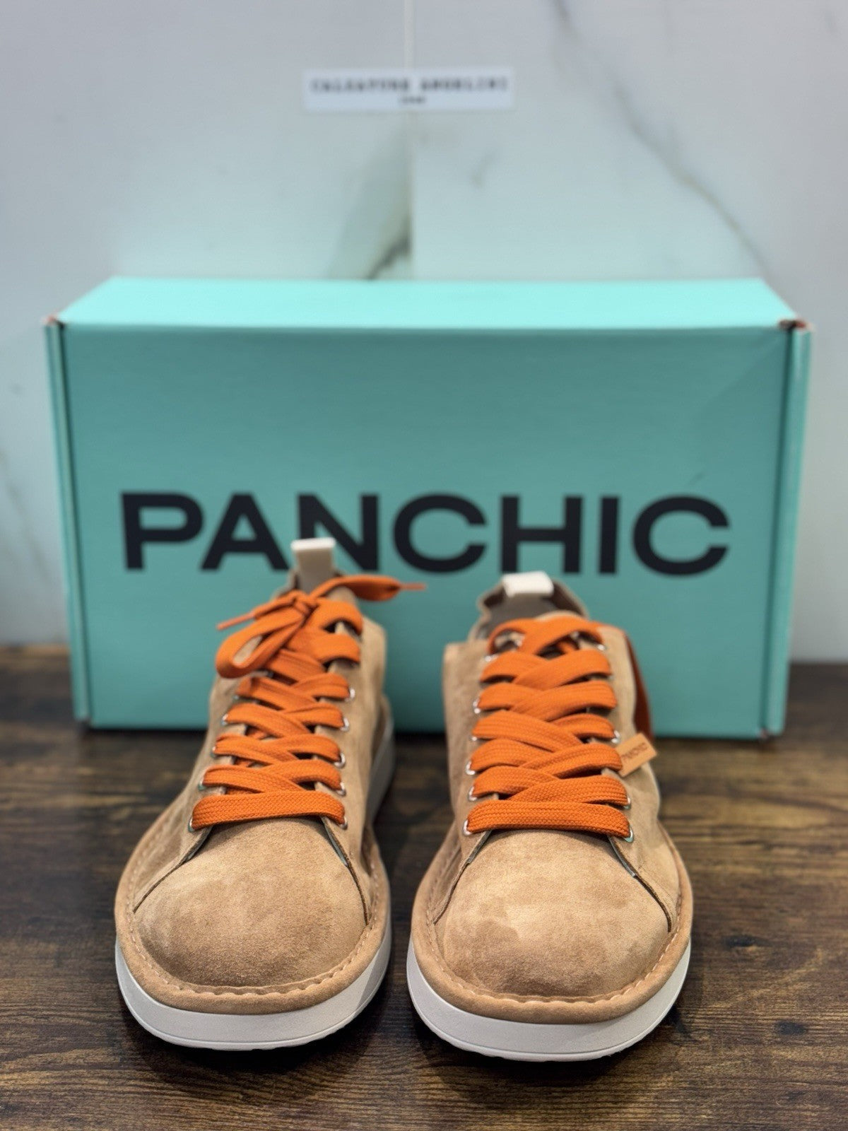 Panchic Lace Up Scarpa Suede Cuoio  Casual Uomo 45