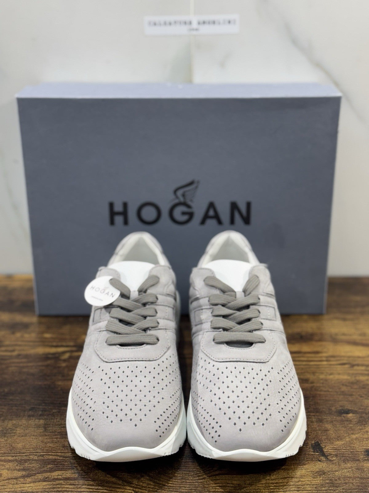 Hogan H443 Active One Memory Foam Pelle Nabuk Grey  Uomo 42.5