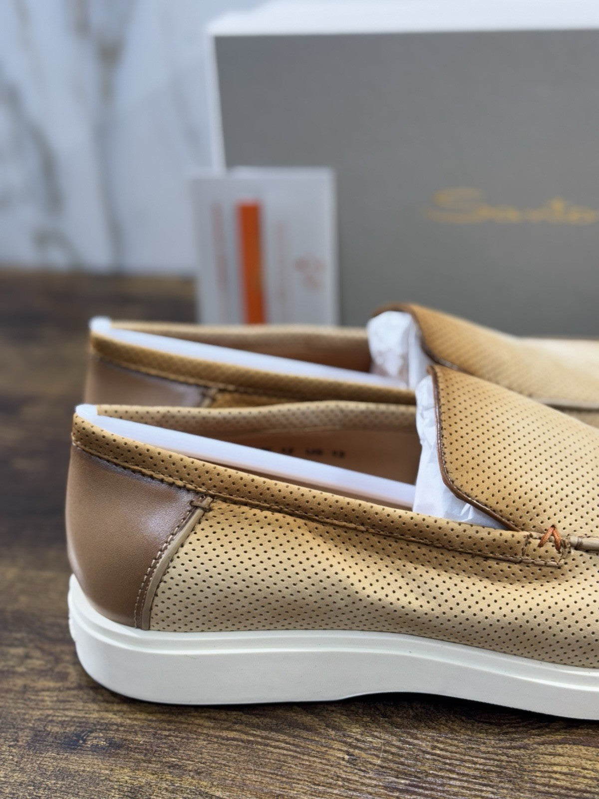 Santoni Mocassino Summer Walk Pelle  Light Brown Luxury Santoni Scarpe Uomo 46