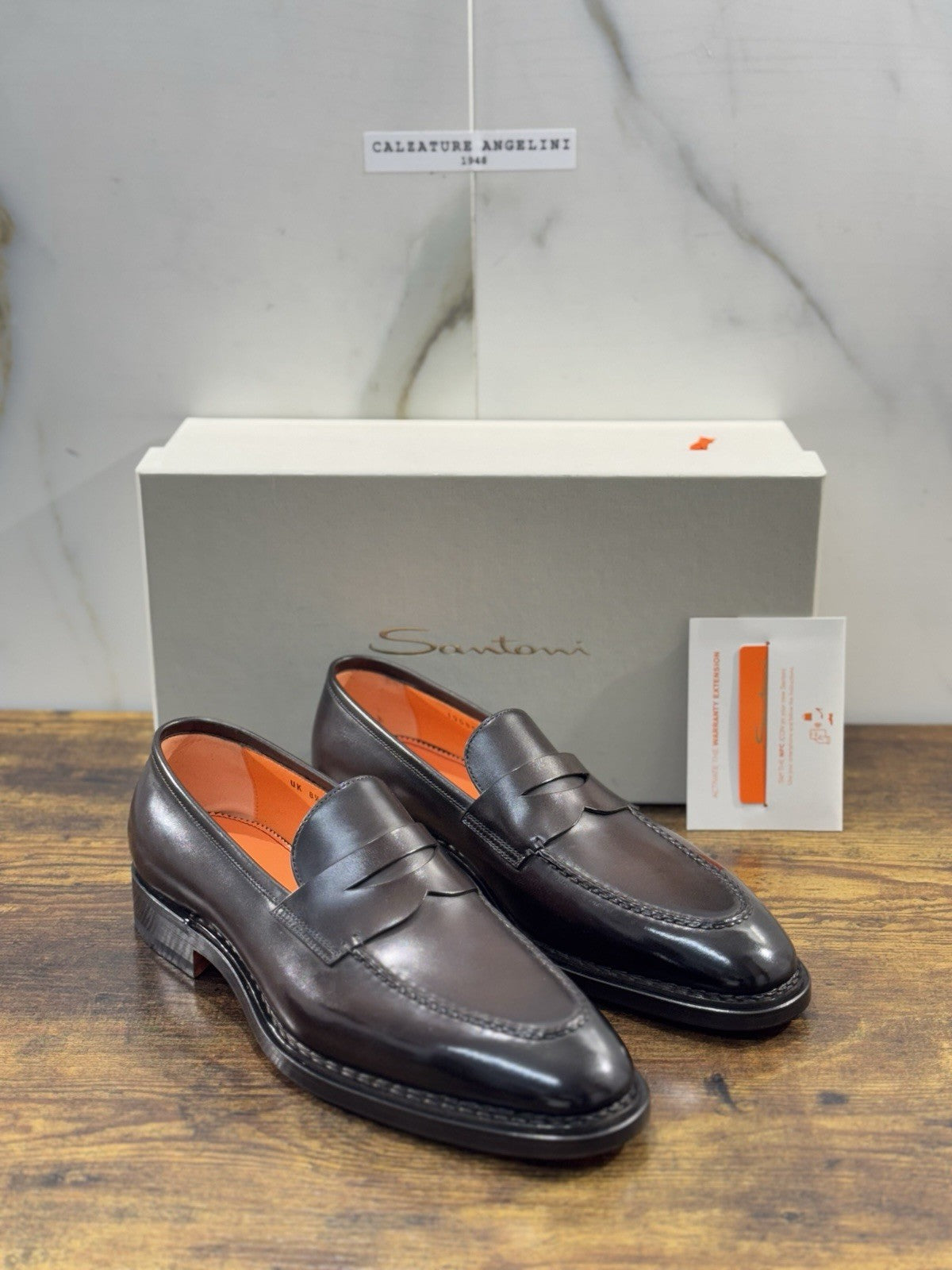 Santoni Mocassino Goodyear Pelle Marrone Luxury Santoni Scarpa Uomo 42.5
