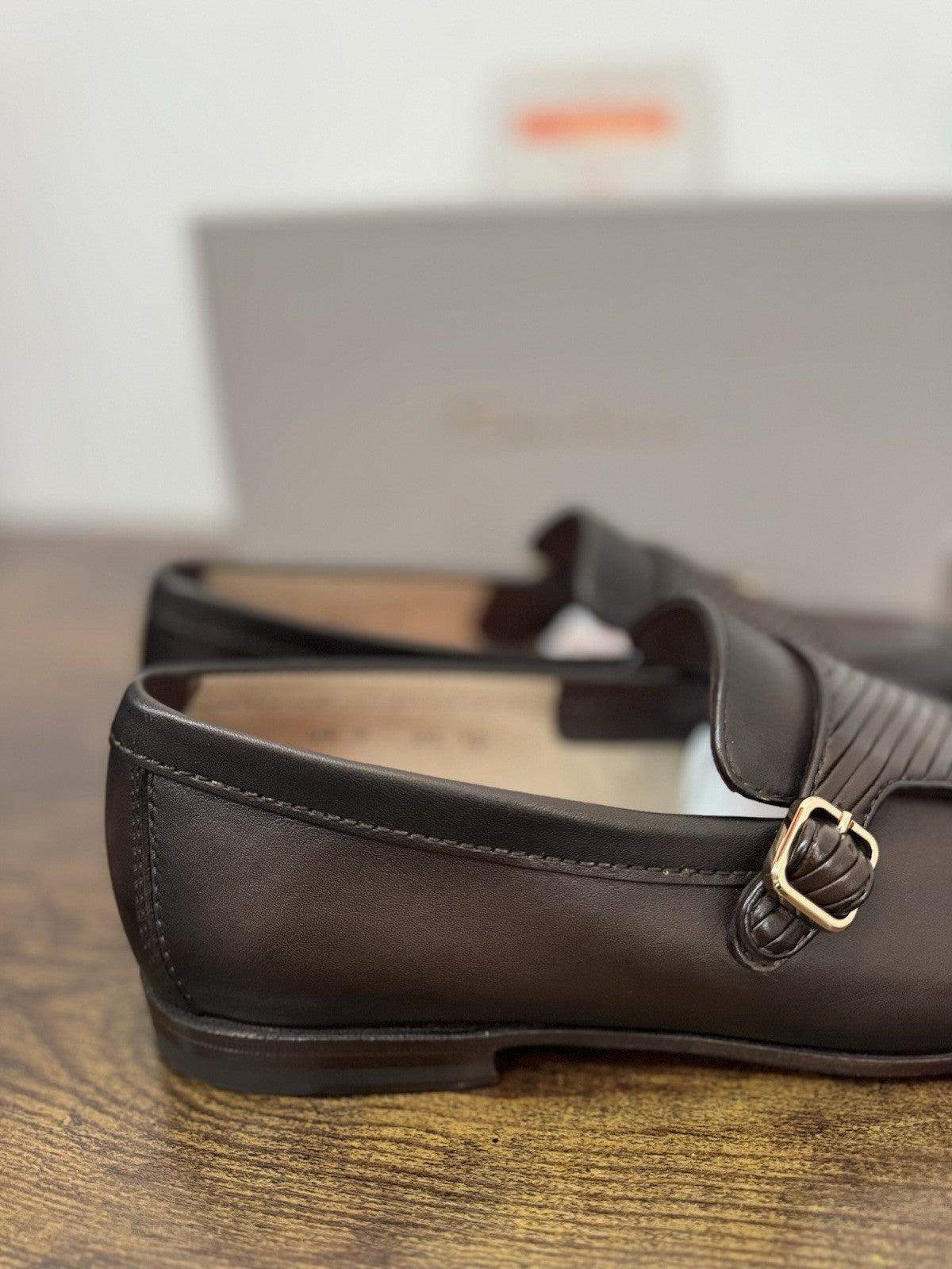 Santoni Double Buckle Goodyear Pelle Marrone  Luxury Scarpa Santoni Uomo 43