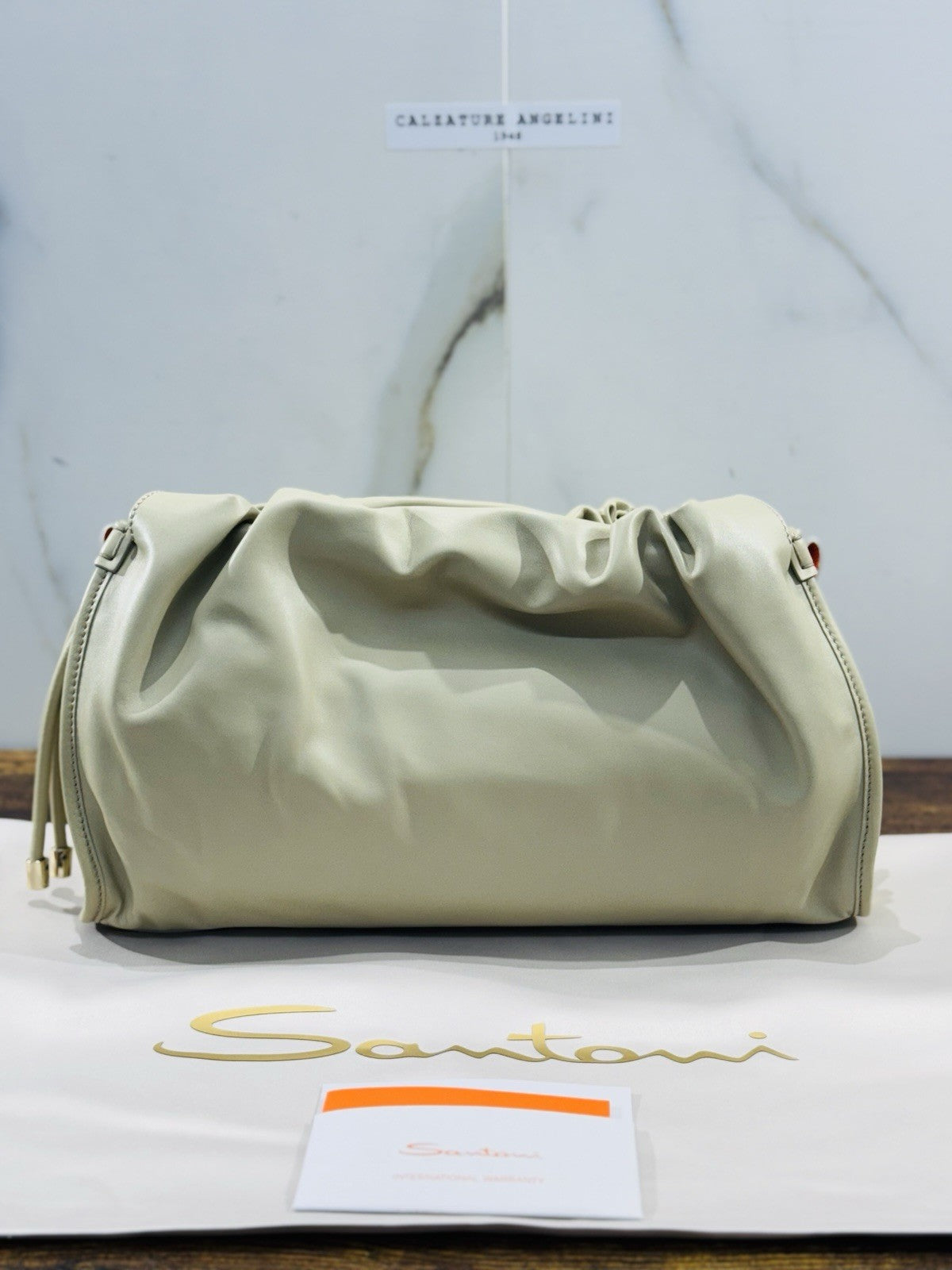 Santoni Borsa Nappa Pelle Verde Luxury Bag Santoni Pochette Donna 
