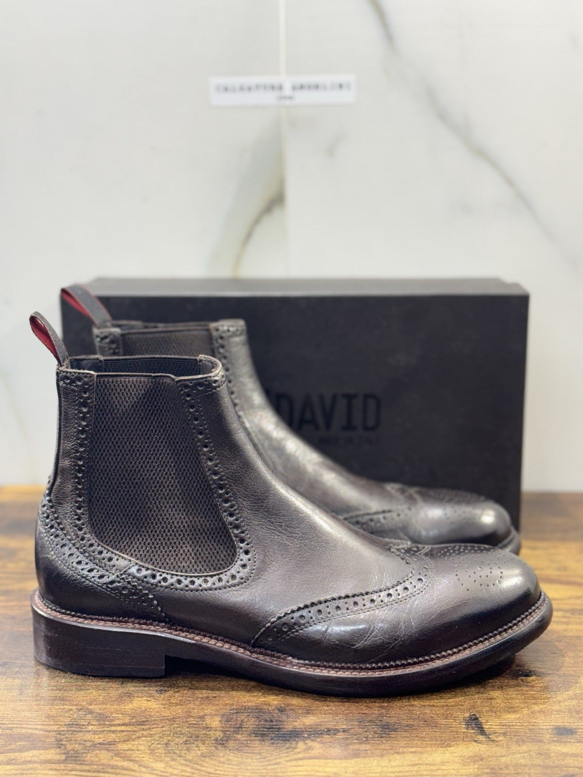 Jp David Chelsea Boot  Pelle Testa Moro 100% Made In Italy Casual 44