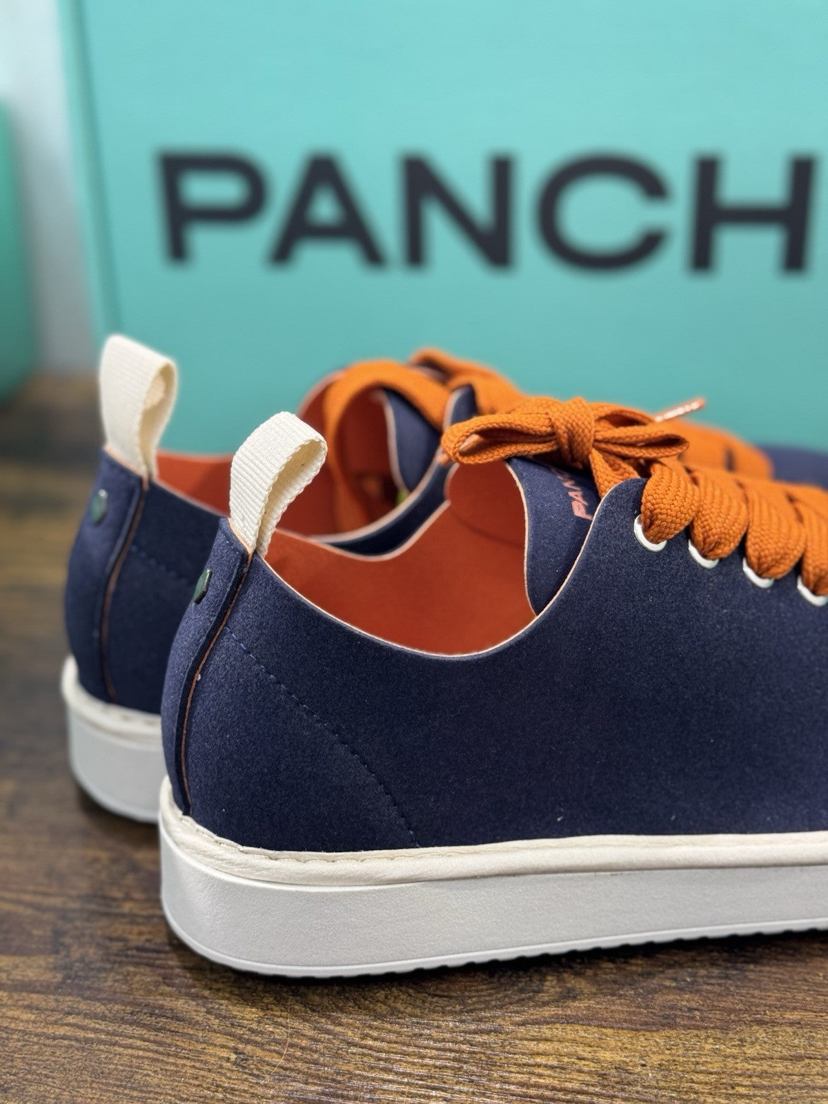 Panchic Lace Up Scarpa Suede Microfibra  Blu Casual Uomo 42