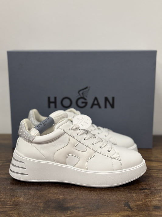 Hogan H564 Sneaker Pelle Bianca Argento  Casual Hogan Donna 37.5