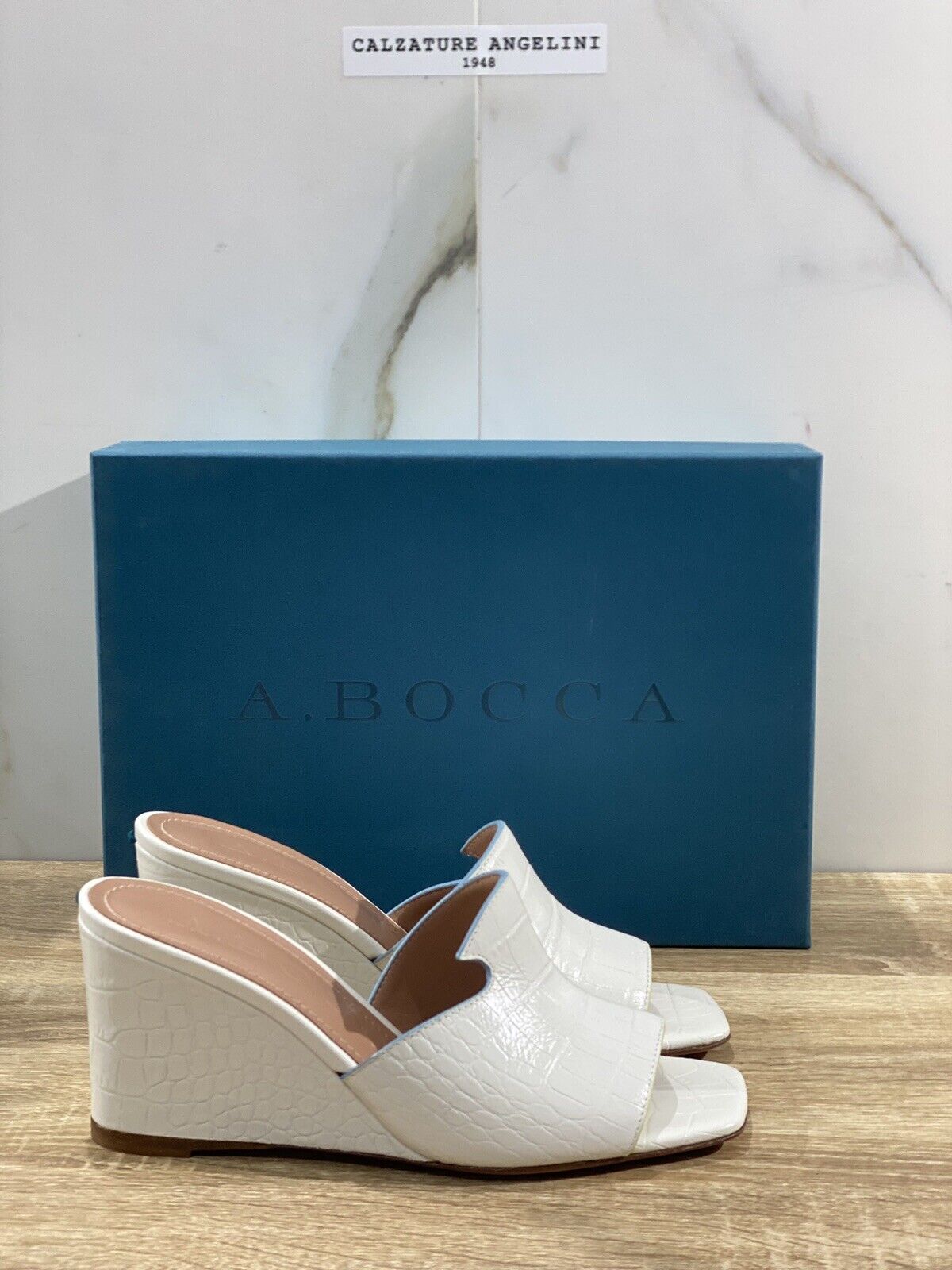 A.Bocca Sandalo Zeppa Donna Pelle Bianco luxury woman Shoe  A.Bocca  36