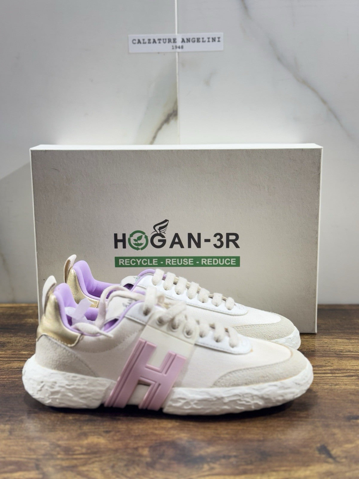 Hogan 3r Sneaker Pelle Bianca Rosa  Casual Hogan Donna 39