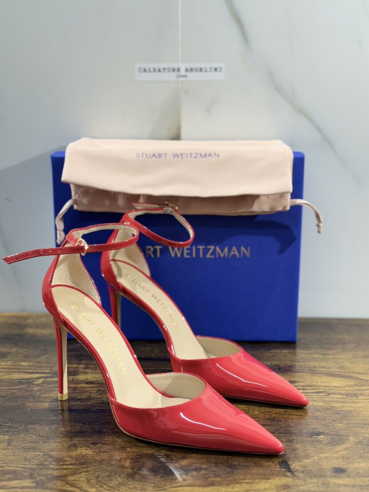 stuart weitzman Strap Pump 100 Pelle Rosso Luxury Woman Shoes 41