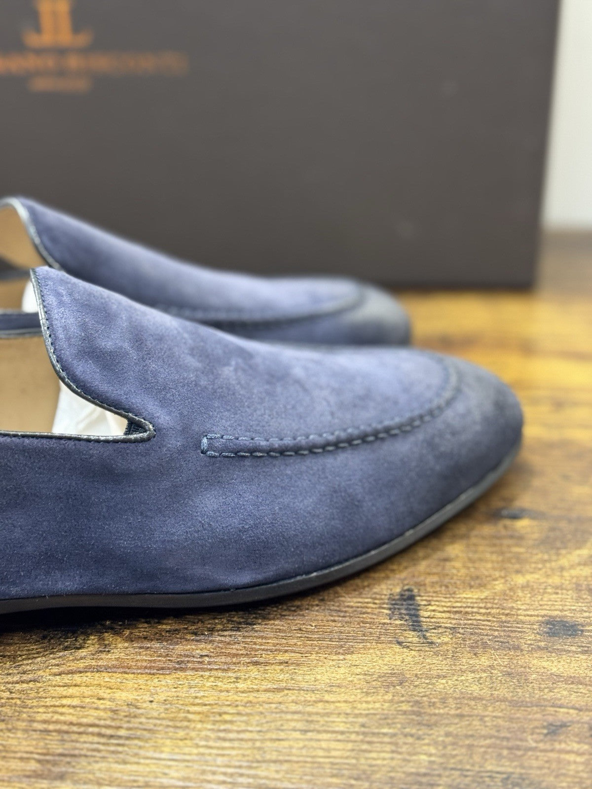 Rossano Bisconti Mocasisno  Uomo  Suede Blu    Fully Made In Italy 41