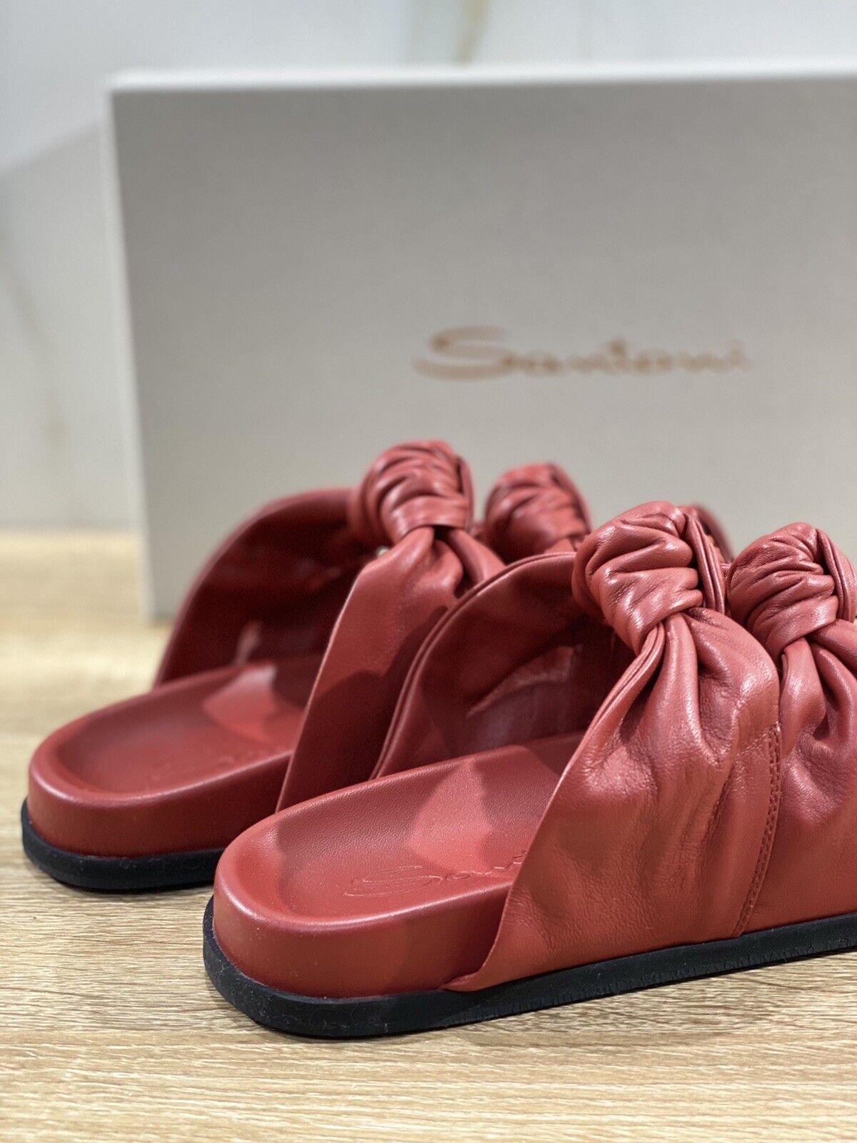 Santoni Sandalo Donna In Pelle Rossa Super Soft Leather Luxury Santoni 36