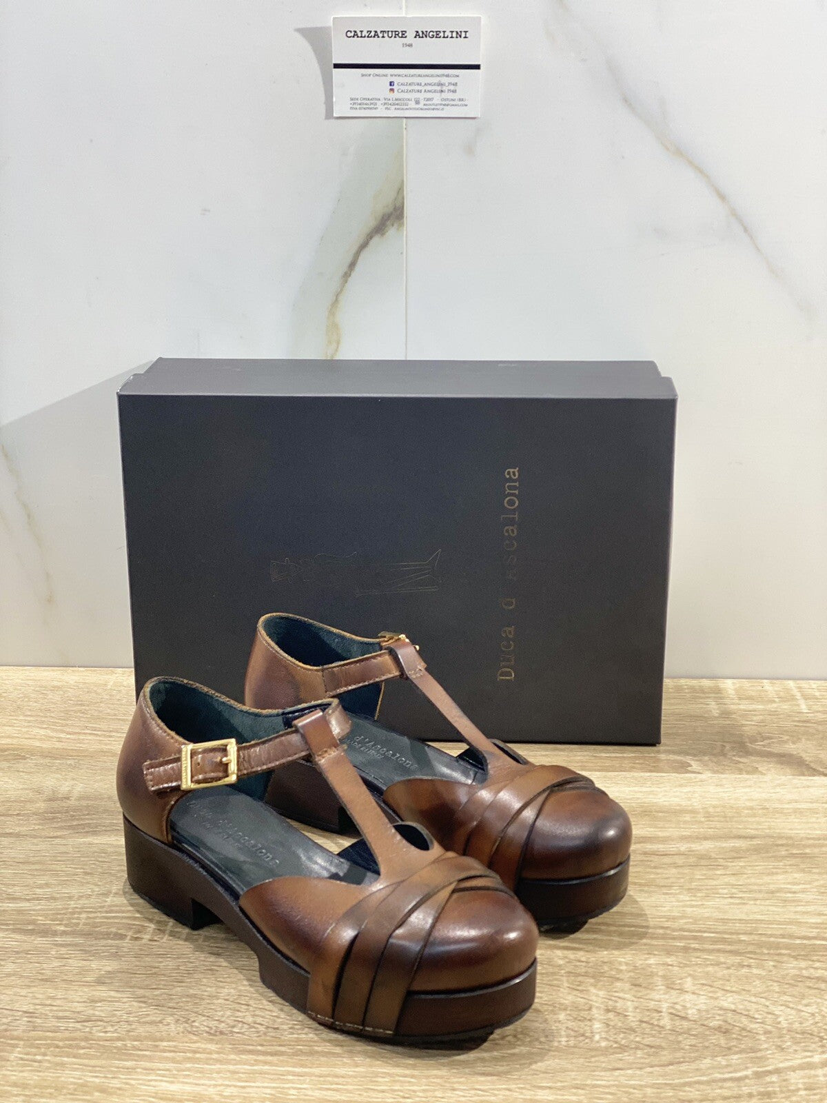 Duca D’ascalona Scarpa  donna Nessa  fatto a mano Vedo Legno Pelle Cuoio 36
