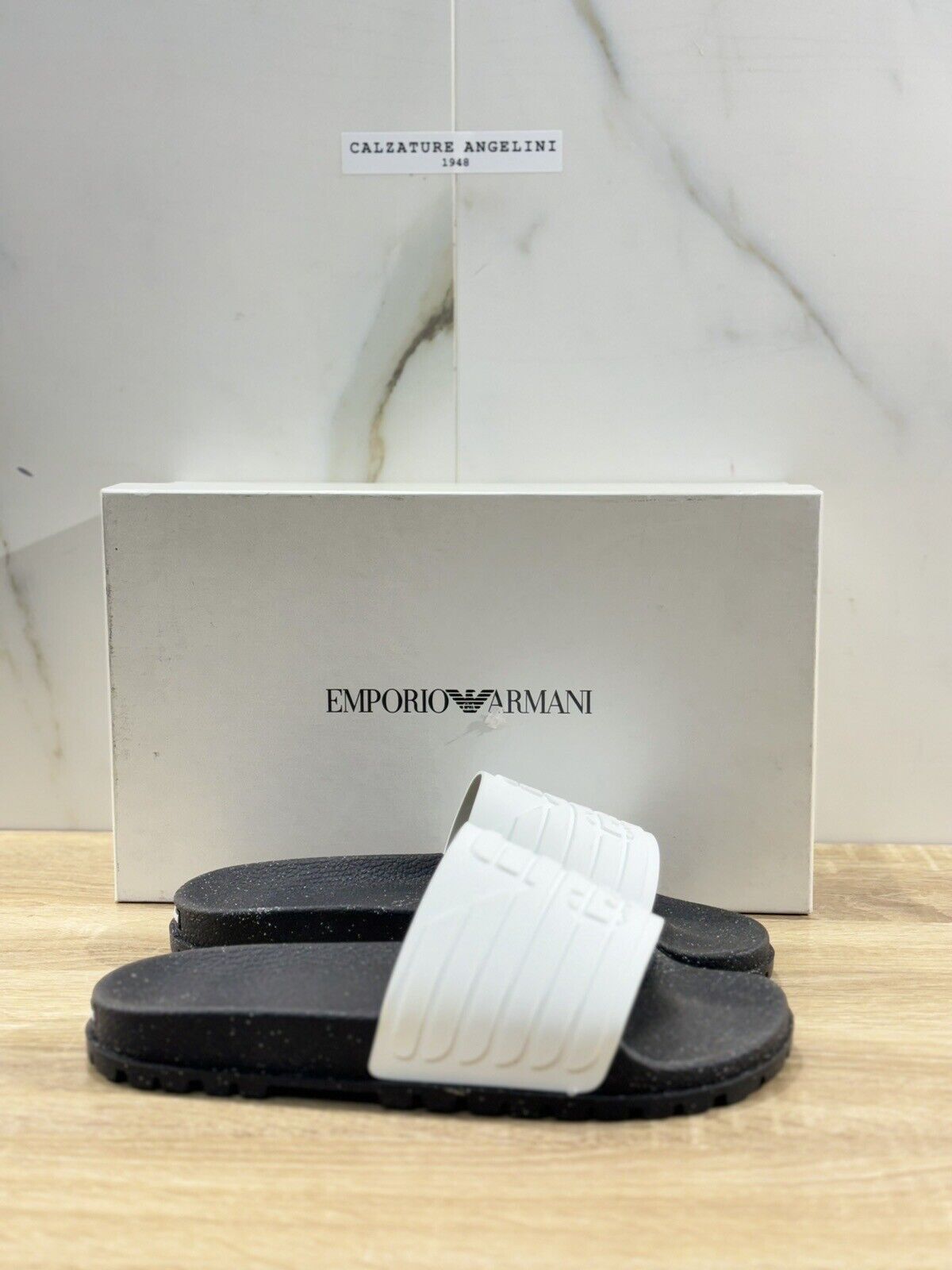 Emporio Armani Sandalo Uomo Ciabatta Bianco Gomma Luxury Slide Armani 42