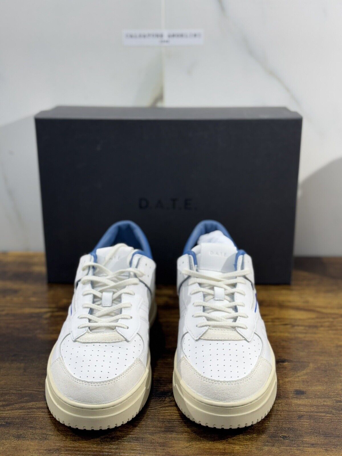 D.A.T.E Torneo White Blue  Uomo  sneaker Pelle Casual Shoes 44