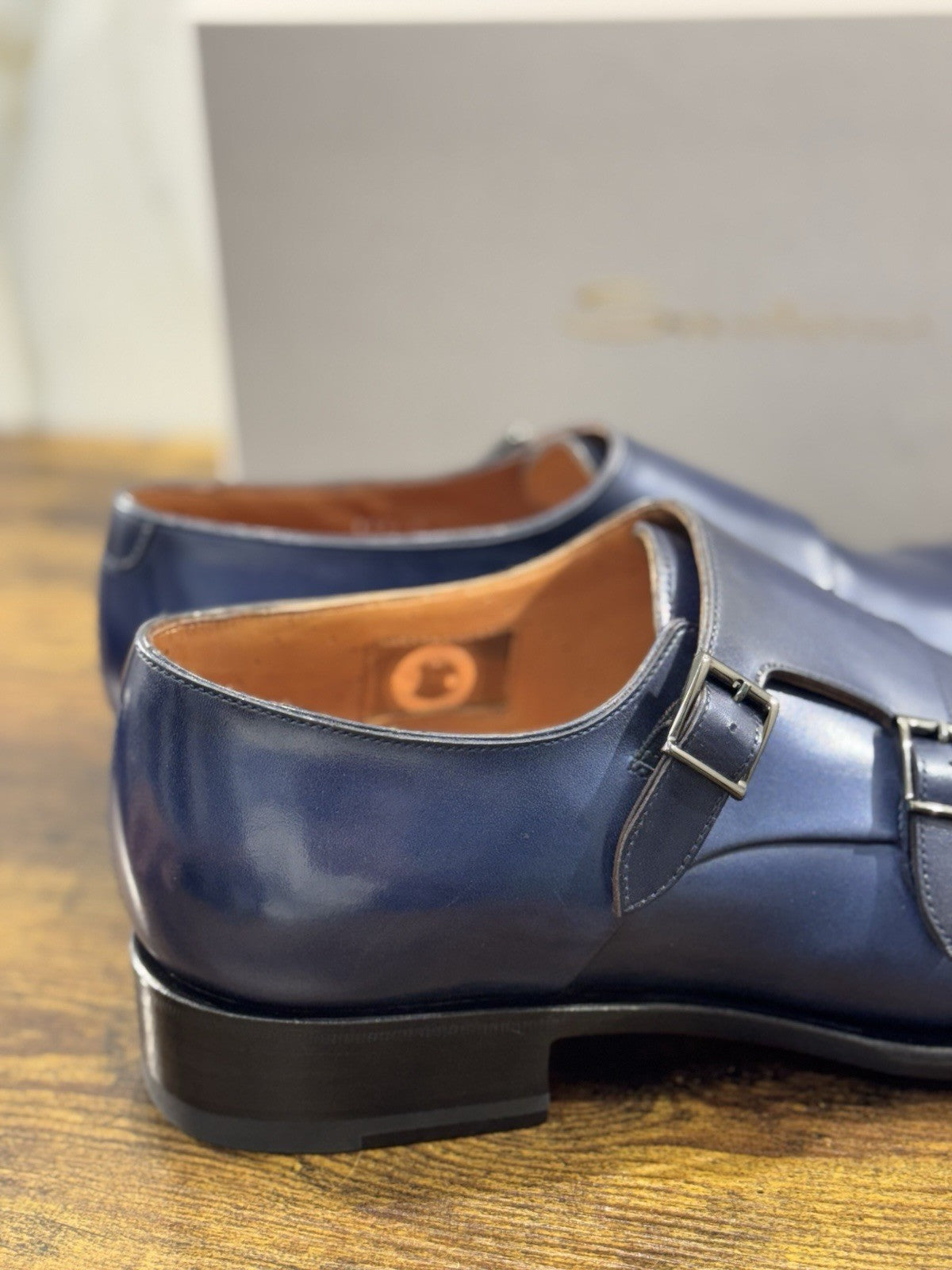 Santoni Doppia Fibbia Pelle Blu  Goodyear Luxury Tribute BMW Serie 5  Uomo 42.5