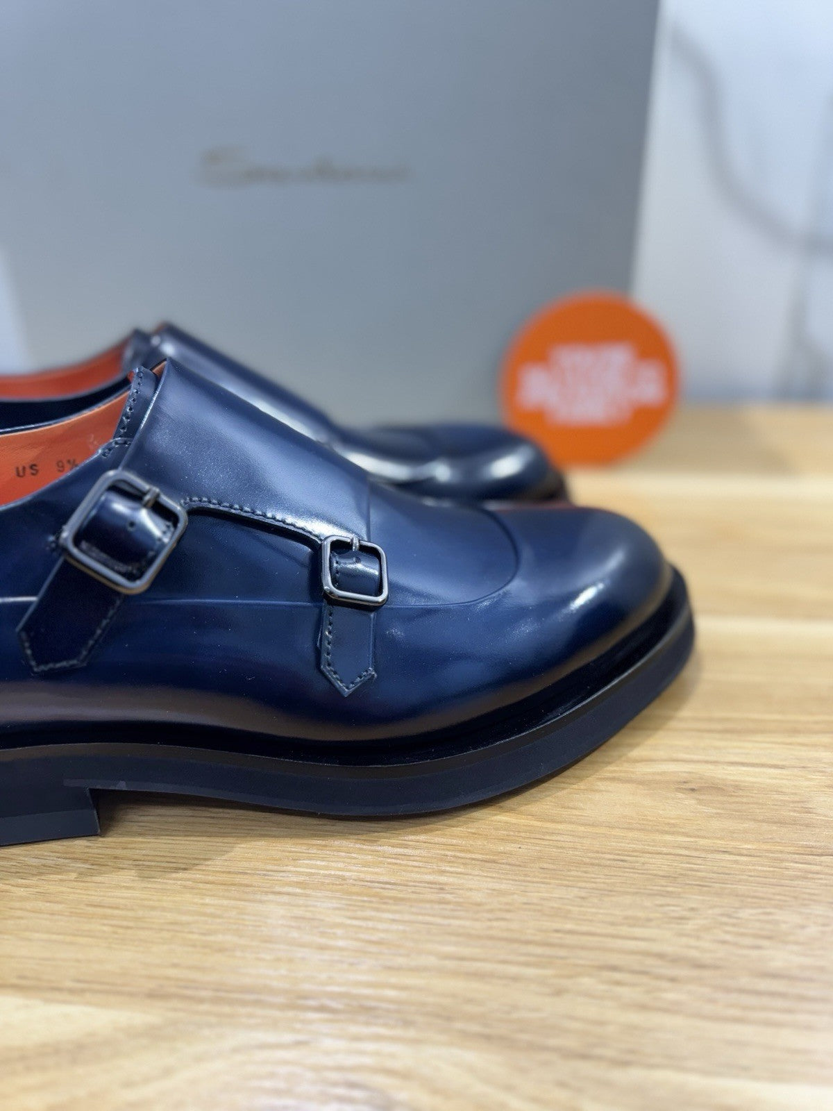 Santoni Doppia Fibbia Pelle Blu Luxury Santoni Scarpa Uomo 42.5