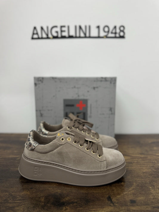 Gio + Sneaker Suede Tortora  Zeppa Extra Light Donna 36