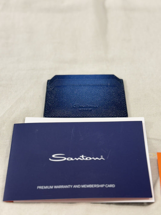Porta Carte Di Credito In Pelle Blu Santoni Luxury Wallet Santoni