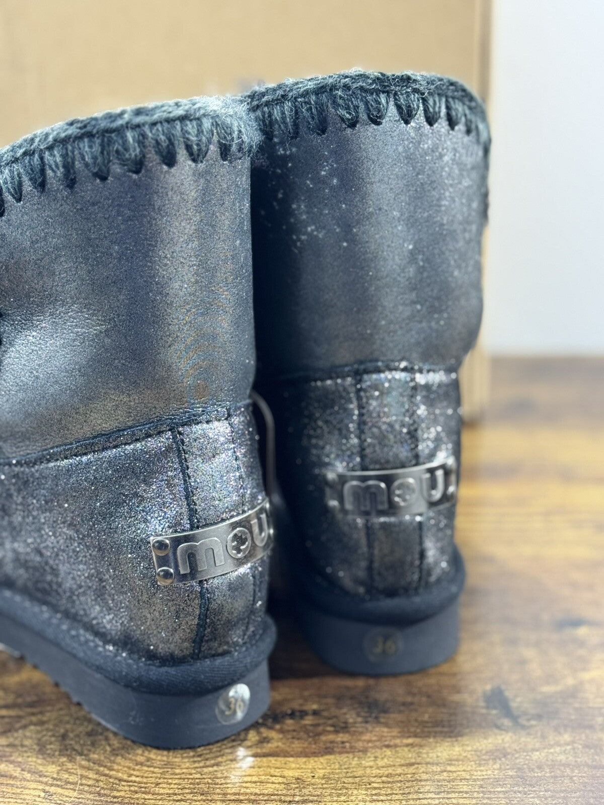 Mou Inner Wedge Nero Laminato Casual Mou Woman Boot 36