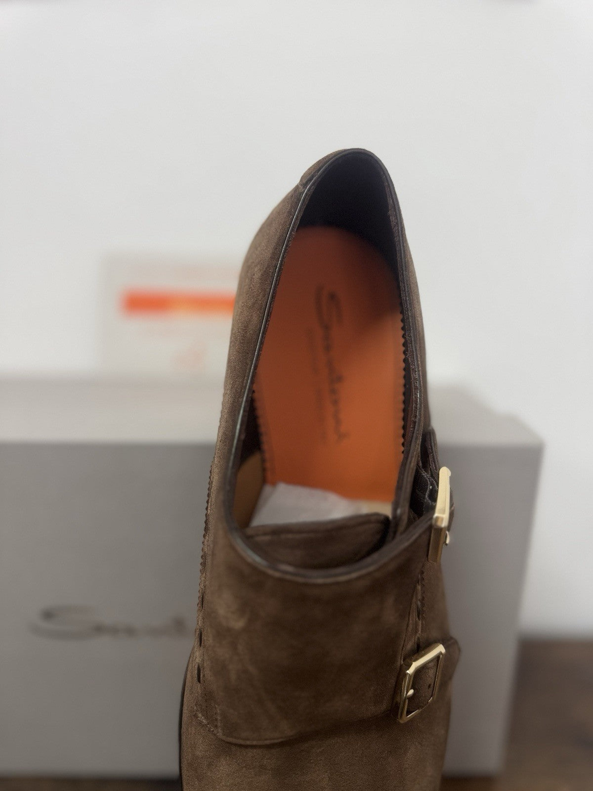 Santoni Double  Buckle Goodyear  Suede Brown   Luxury Scarpa Santoni Uomo 42.5