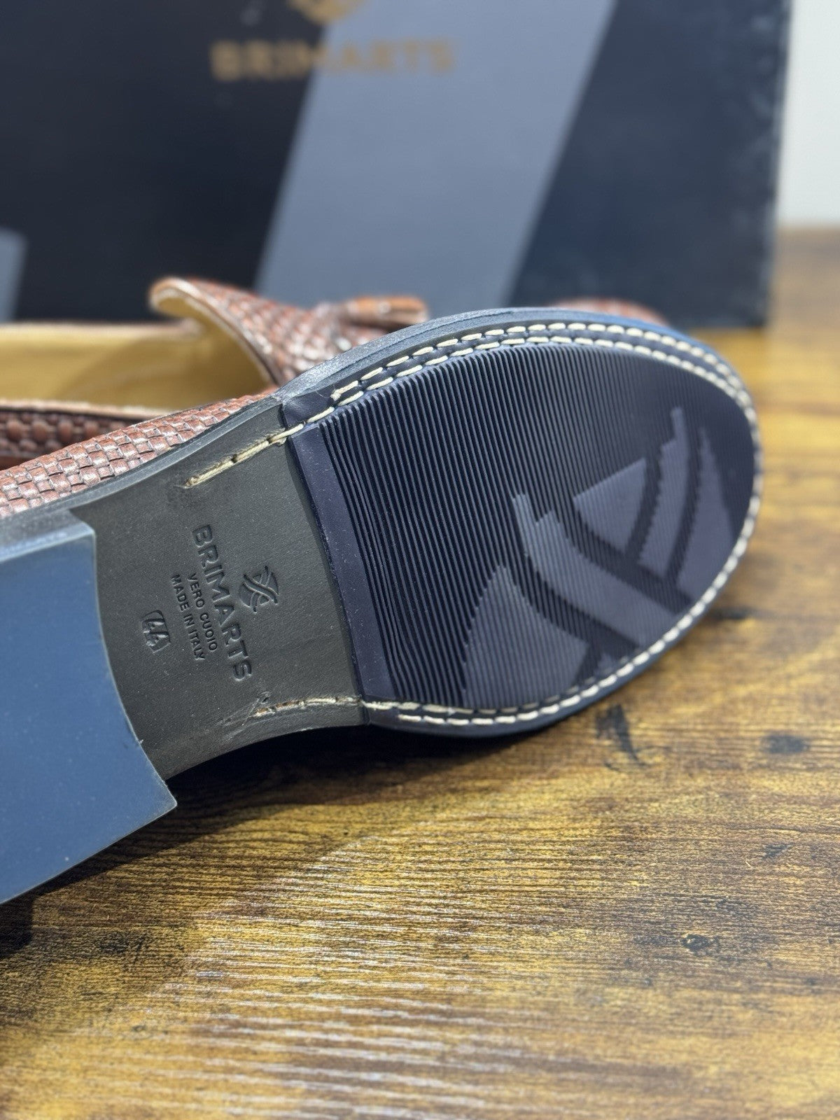 Brimarts Mocassino Uomo Intrecciato Pelle Cuoio 44