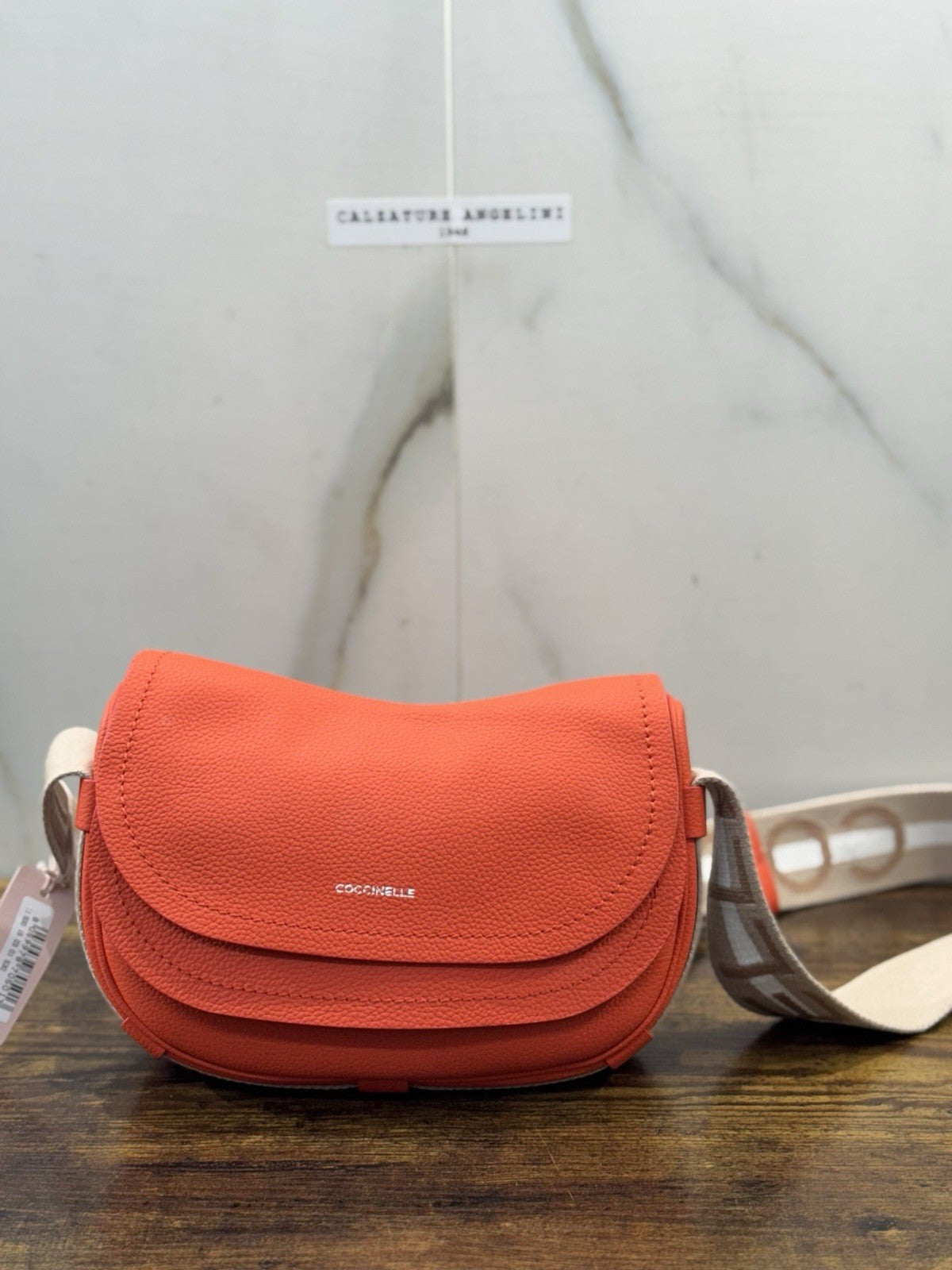 Coccinelle Borsa  Raquel  Arancio 100% Pelle Made In Italy Donna Tracolla