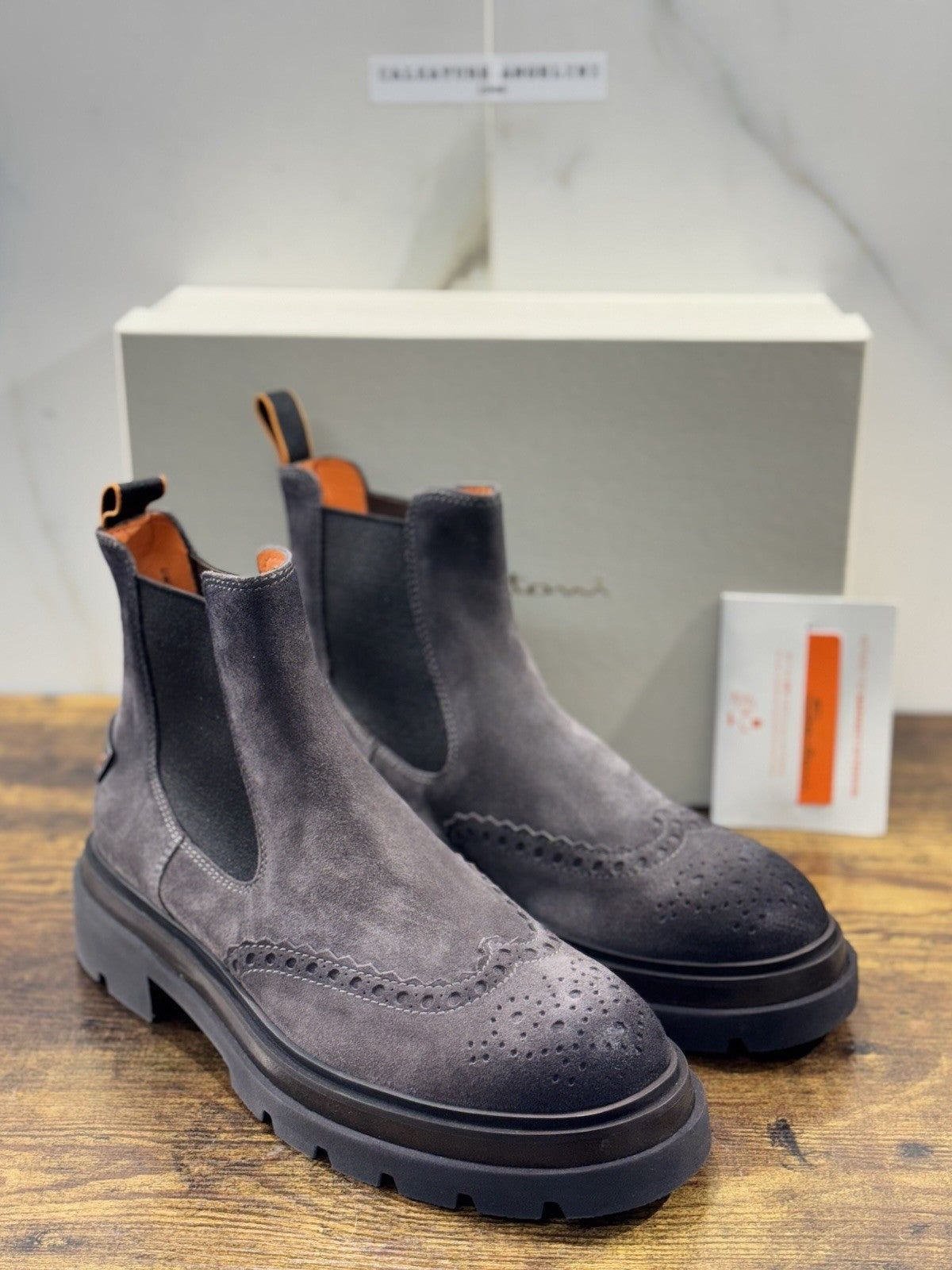 Santoni Chelsea Boot Commando   Suede Dark Grey   Luxury Santoni Uomo 41.5