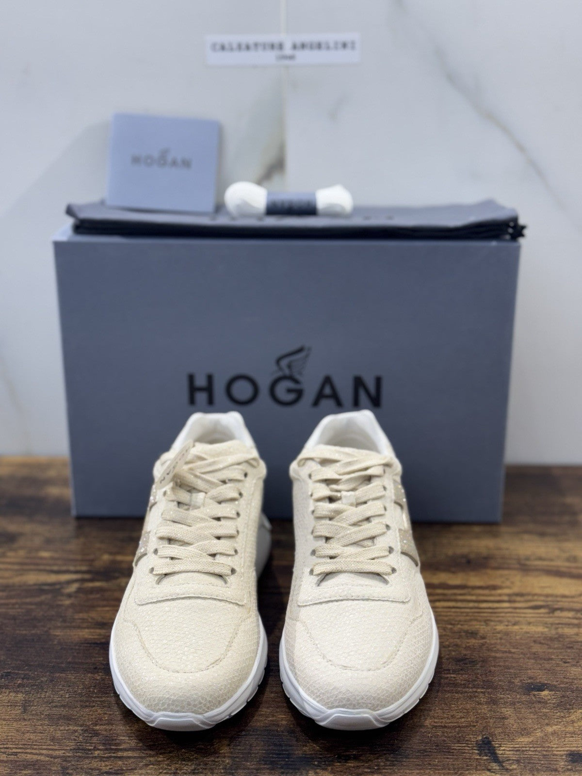Hogan Interactive 3 Sneaker Pelle Beige Strass  Casual Hogan Donna 37.5
