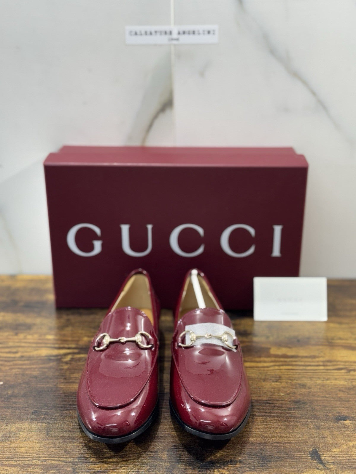 Gucci Mocassini Jordaan In Pelle Lucida Bordeaux Icon Gucci Donna 38.5