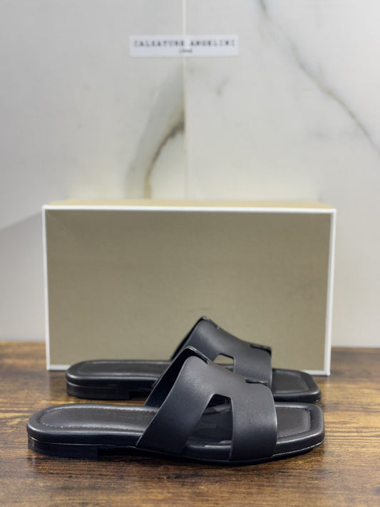 Capri Sandalo Donna In Pelle Nero Fatto A Mano In Italia Fondo Cuoio 41