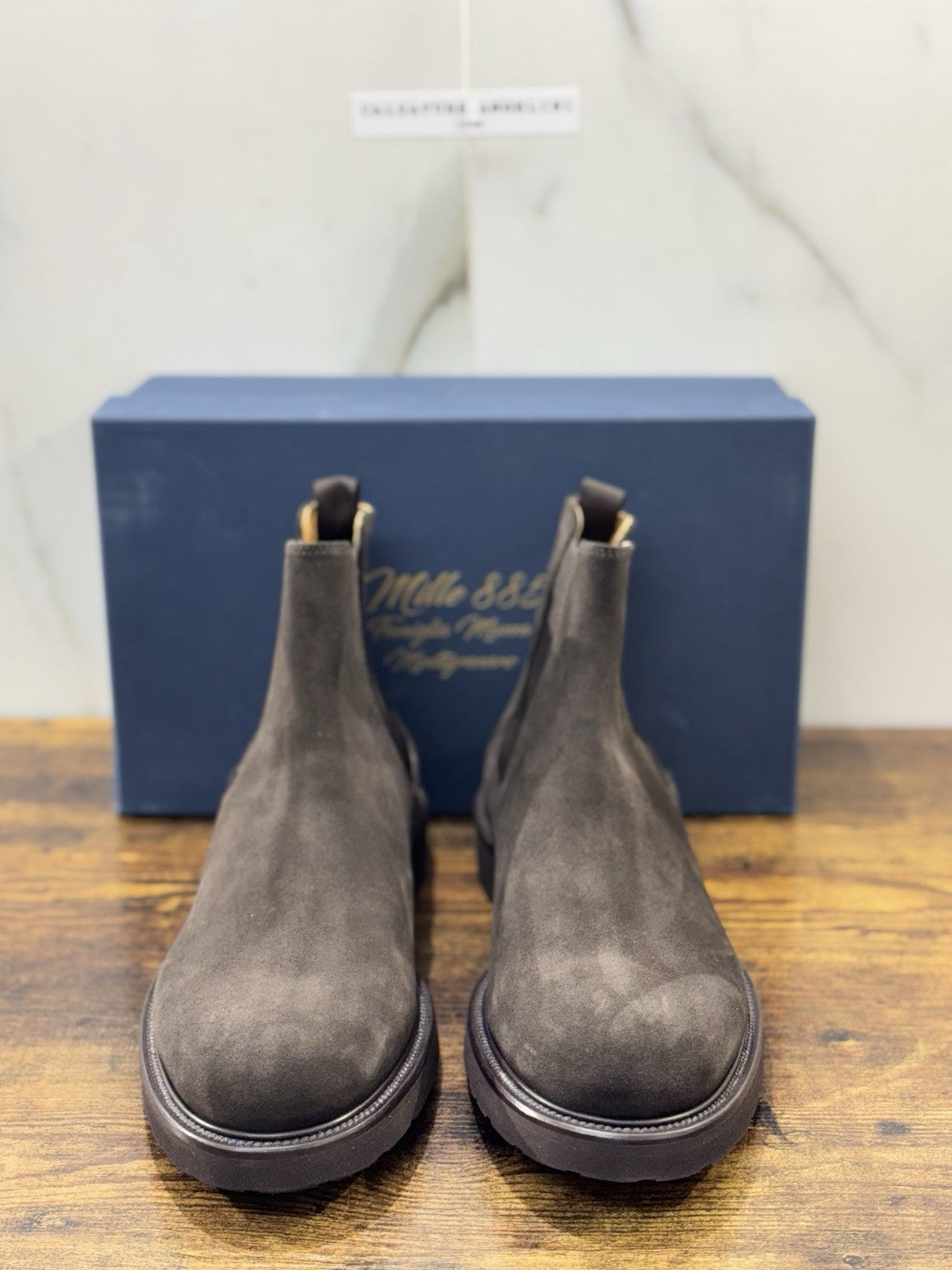 Mille 885 Chelsea Boot   Suede T Moro   Fatto A Mano In Italia Uomo 45