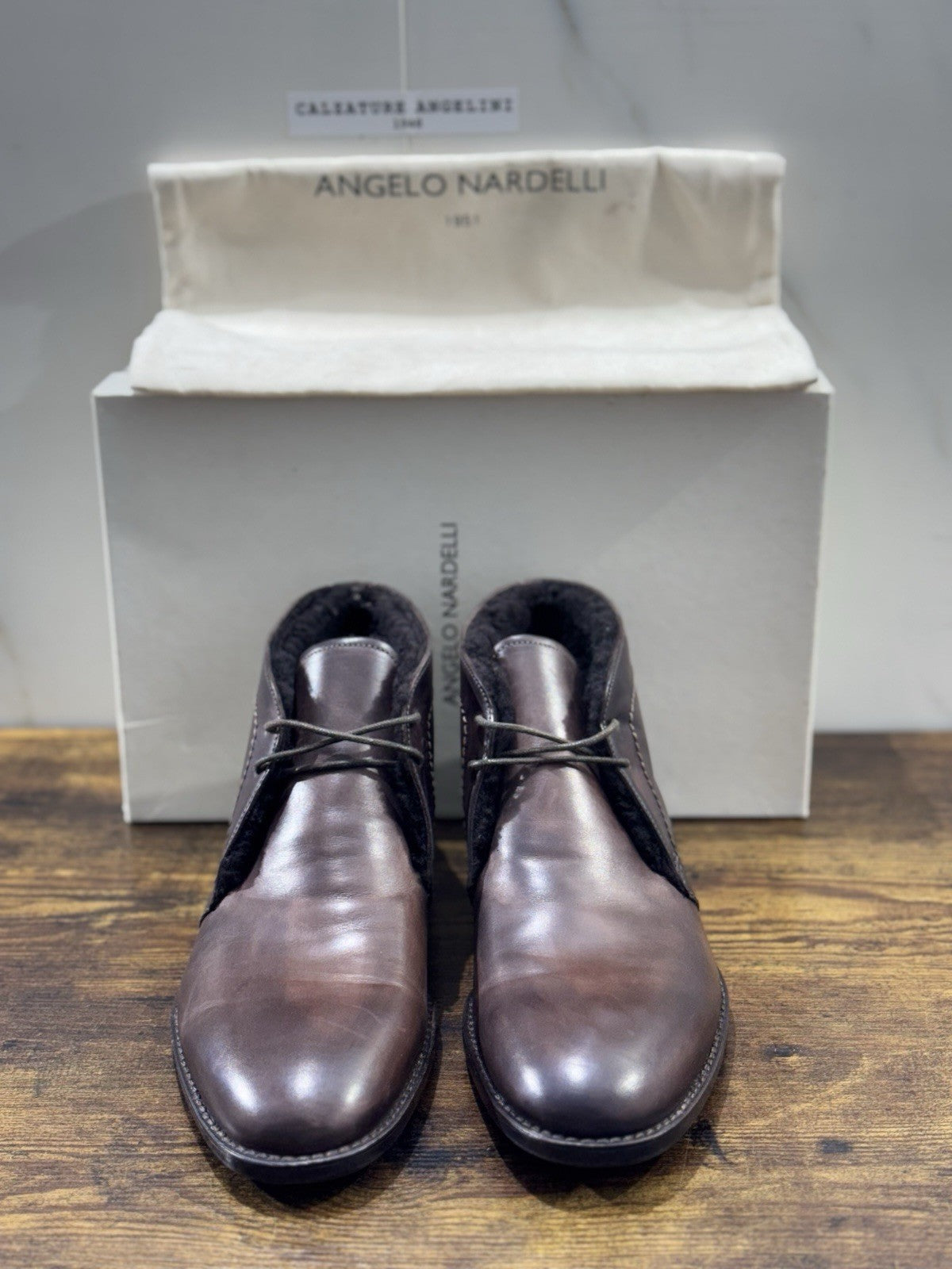 Angelo Nardelli 1951 Polacchino Pelle Testa Moro Pelliccia Interna Uomo 40