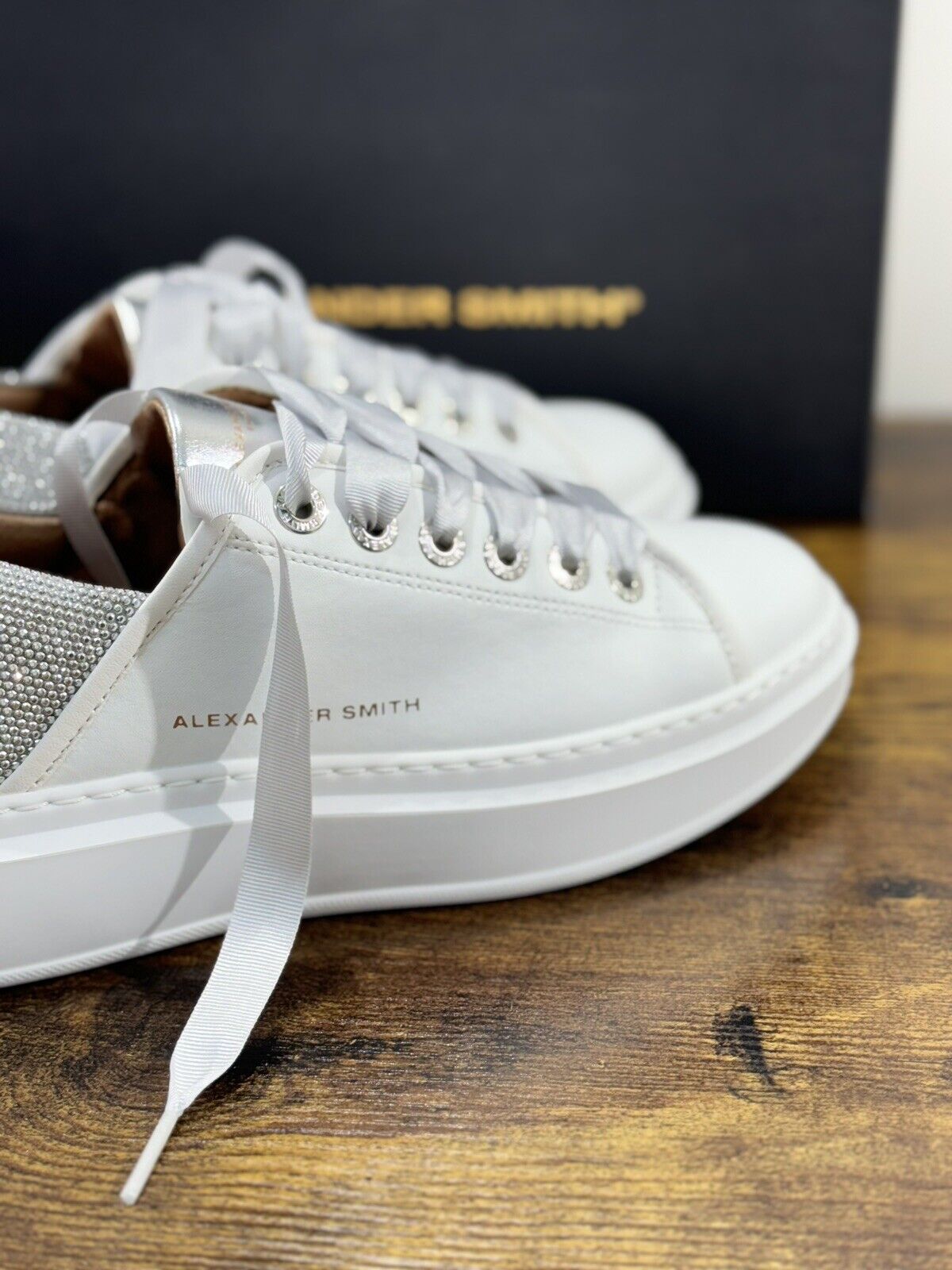 Alexander Smith London  Sneaker Donna Wembley  Pelle White Silver 37