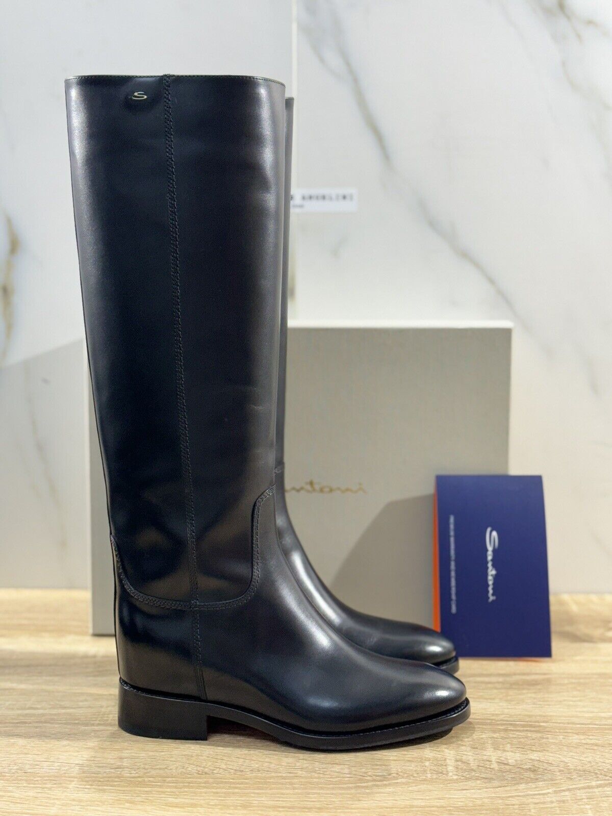 Santoni Stivale Tubo   Donna In Pelle Nero    Luxury Woman Boot Santoni 36