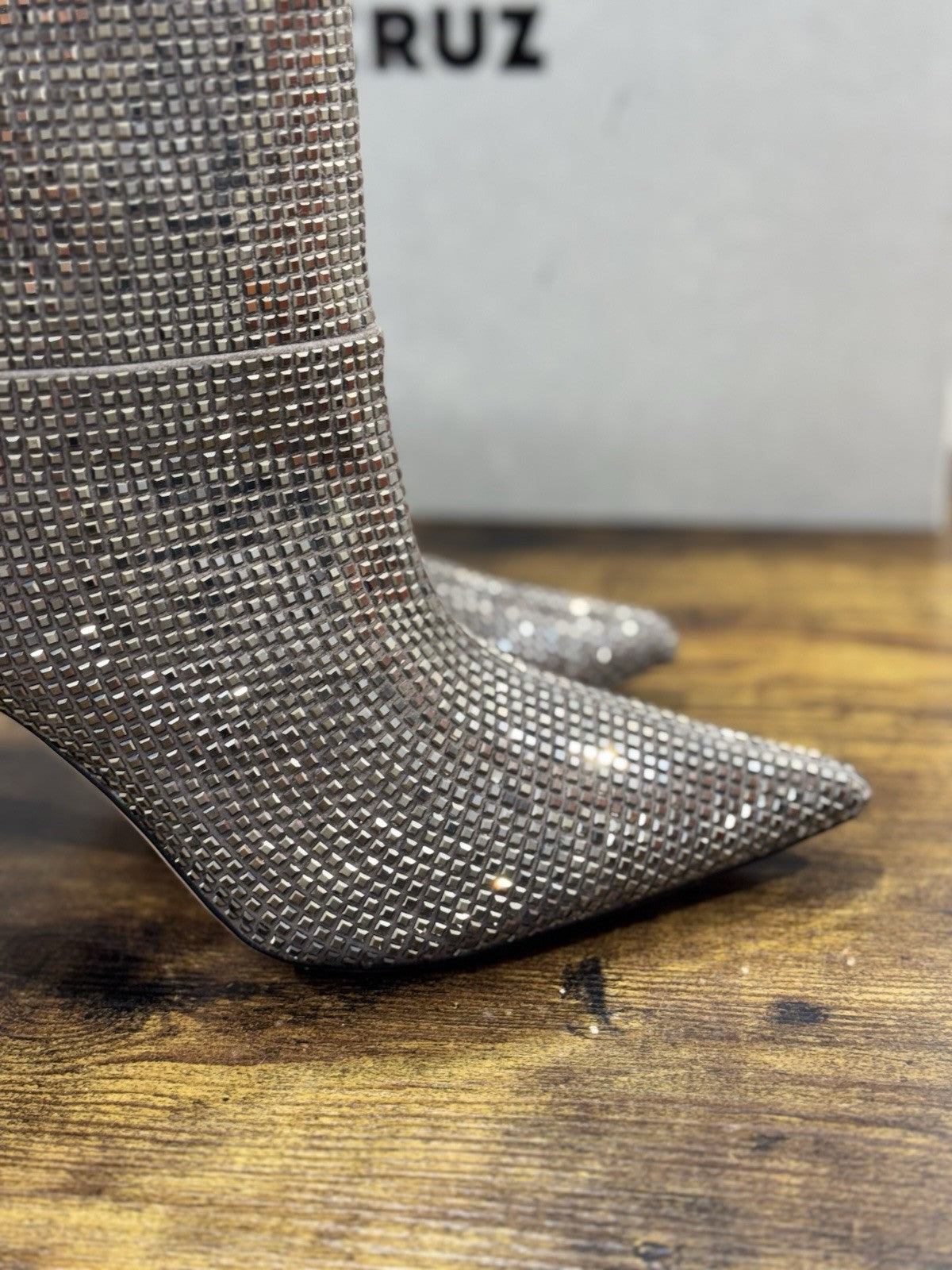Lola Cruz stivaleletto  con strass plomo gun metal luxury boot woman 40