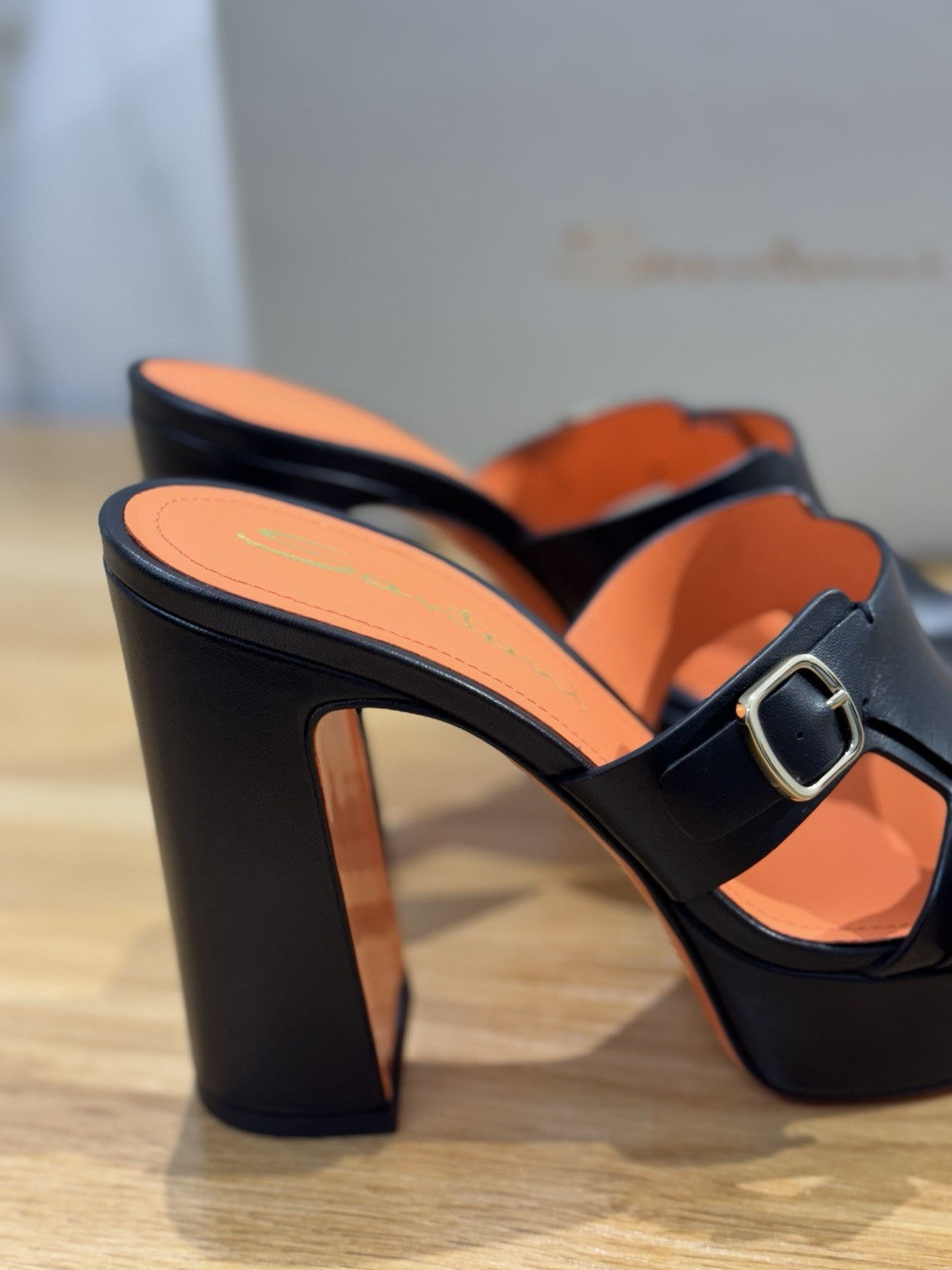Santoni Sandalo Donna Pelle Nero Con Tacco Luxury Santoni Sandalo Donna 36