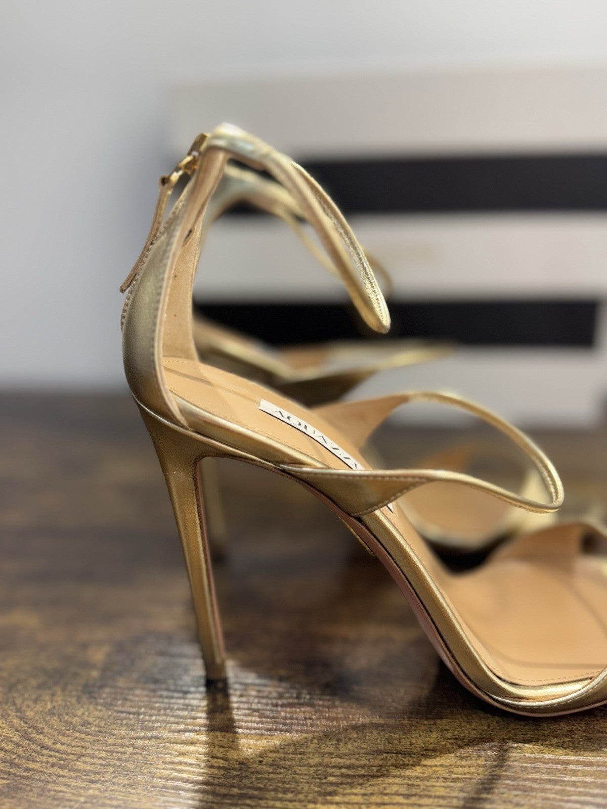 Aquazzurra Sandalo Minute 105 Pelle Soft Gold Luxury Sandalo Donna 38