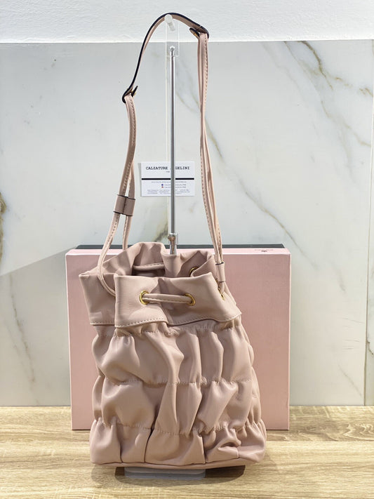 L’arianna Borsa donna in pelle Rose Plisse  secchiello made in italy pelle