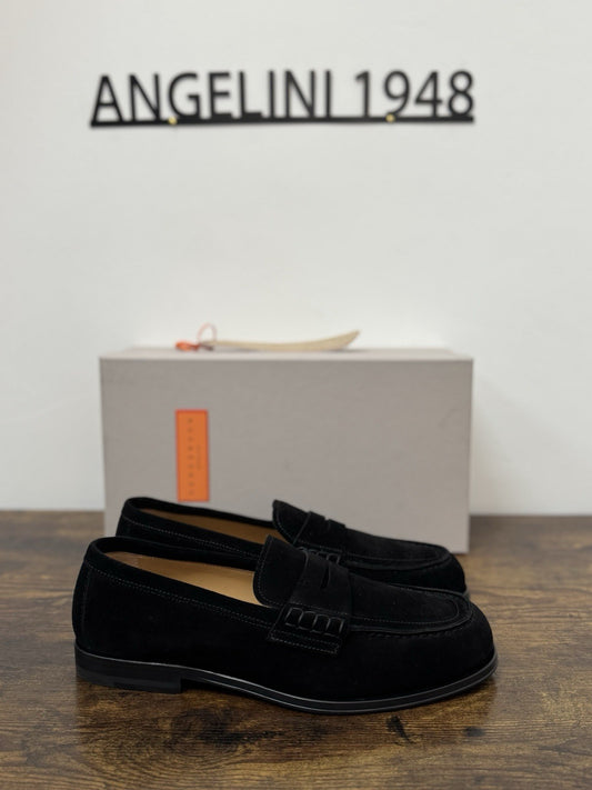 Henderson Baracco Mocassino Pelle Suede Nero  Luxury Handmade Commando Uomo 41.5