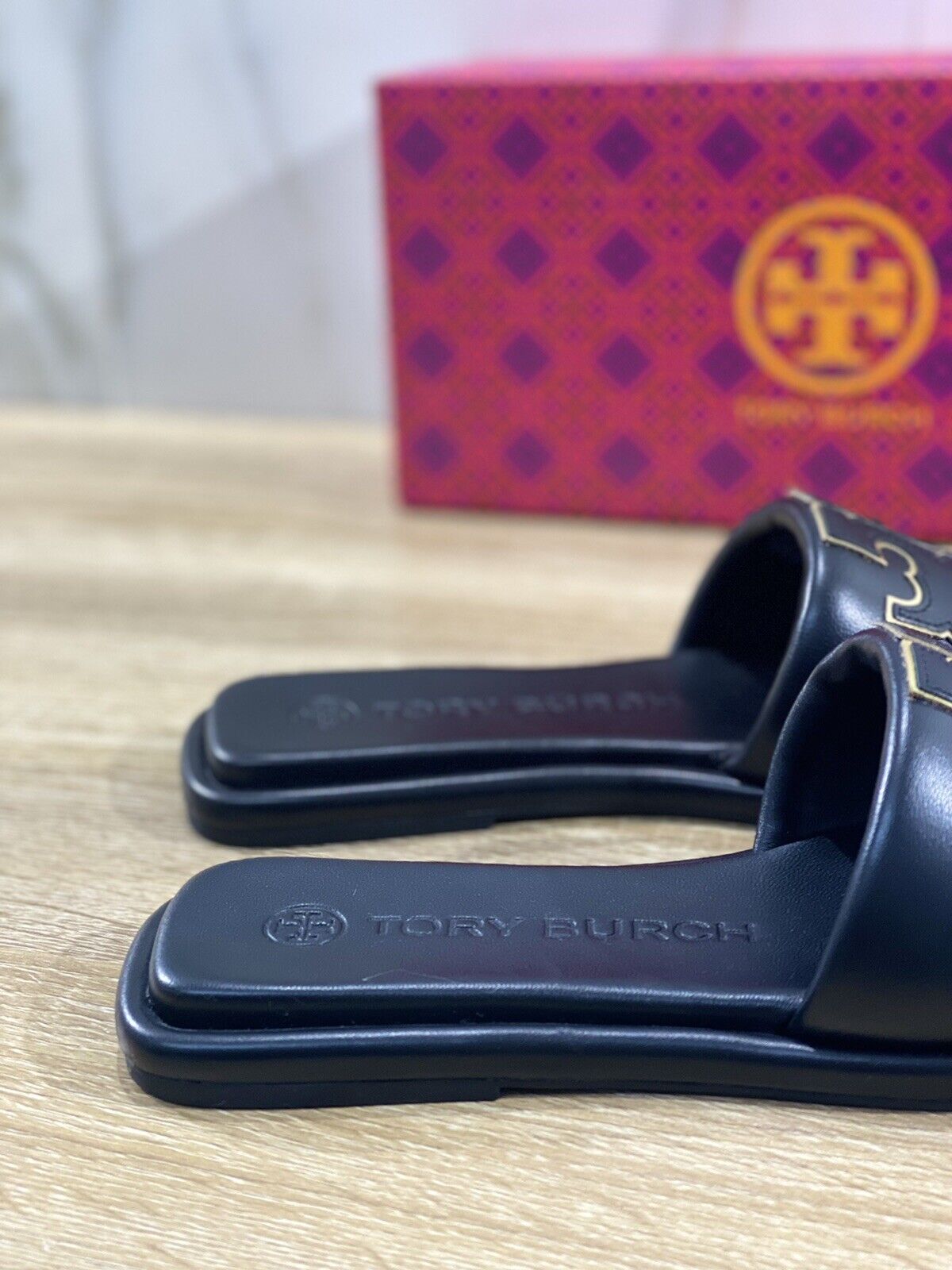 Tory Burch Doublet Sport Slide Sandal In Pelle Nera Luxury Woman Shoe 36.5