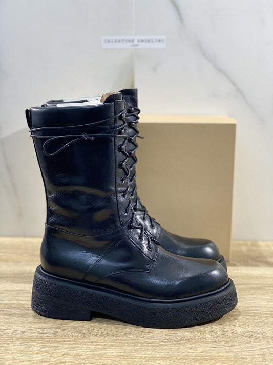 Lorena Paggi Anfibio Boot donna 22453 pelle Nera luxury boot 37