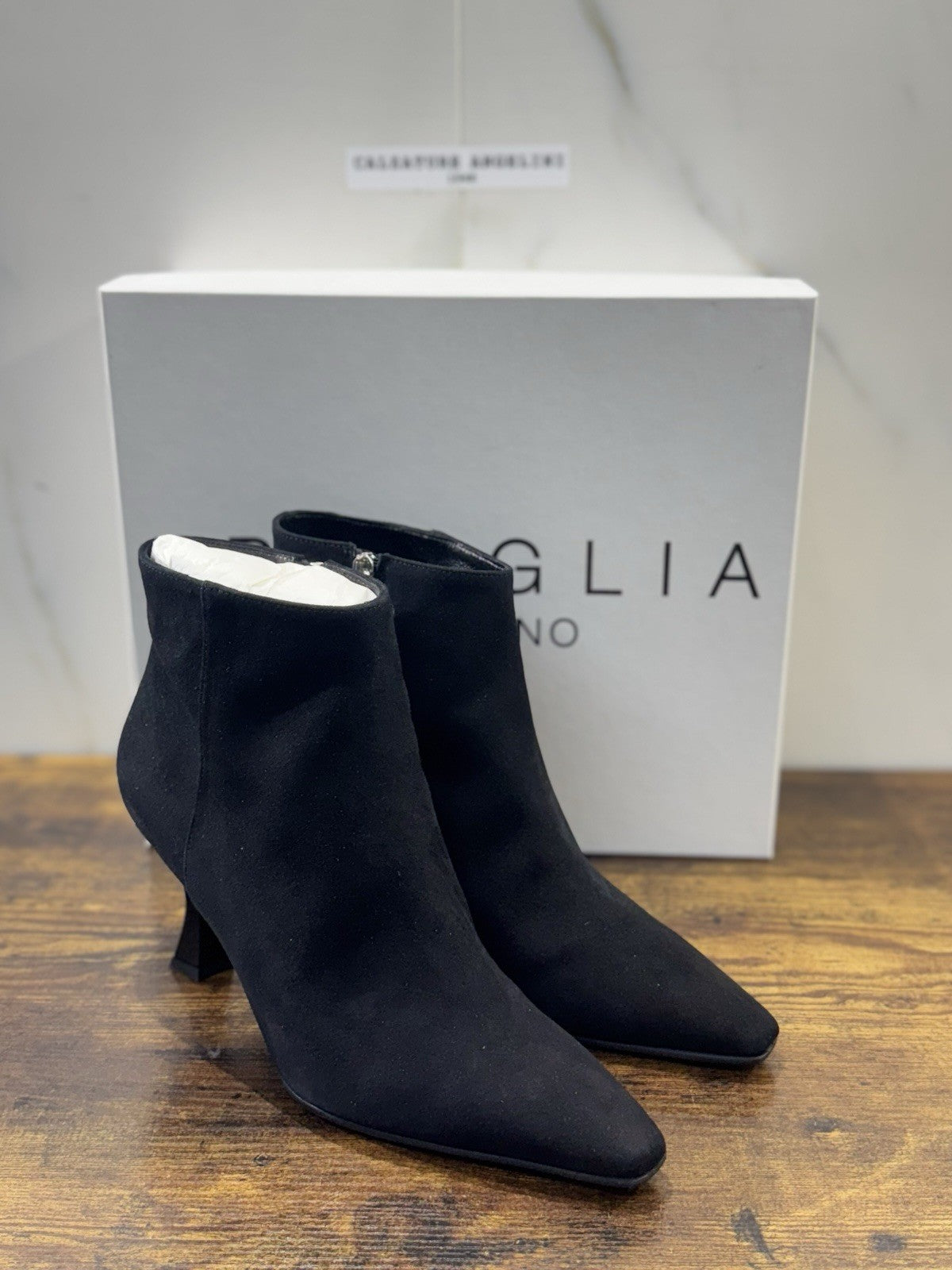 Bruglia Milano Chelsea Boot Nero  Suede Pelle  Top Quality Scarpe Donna 41
